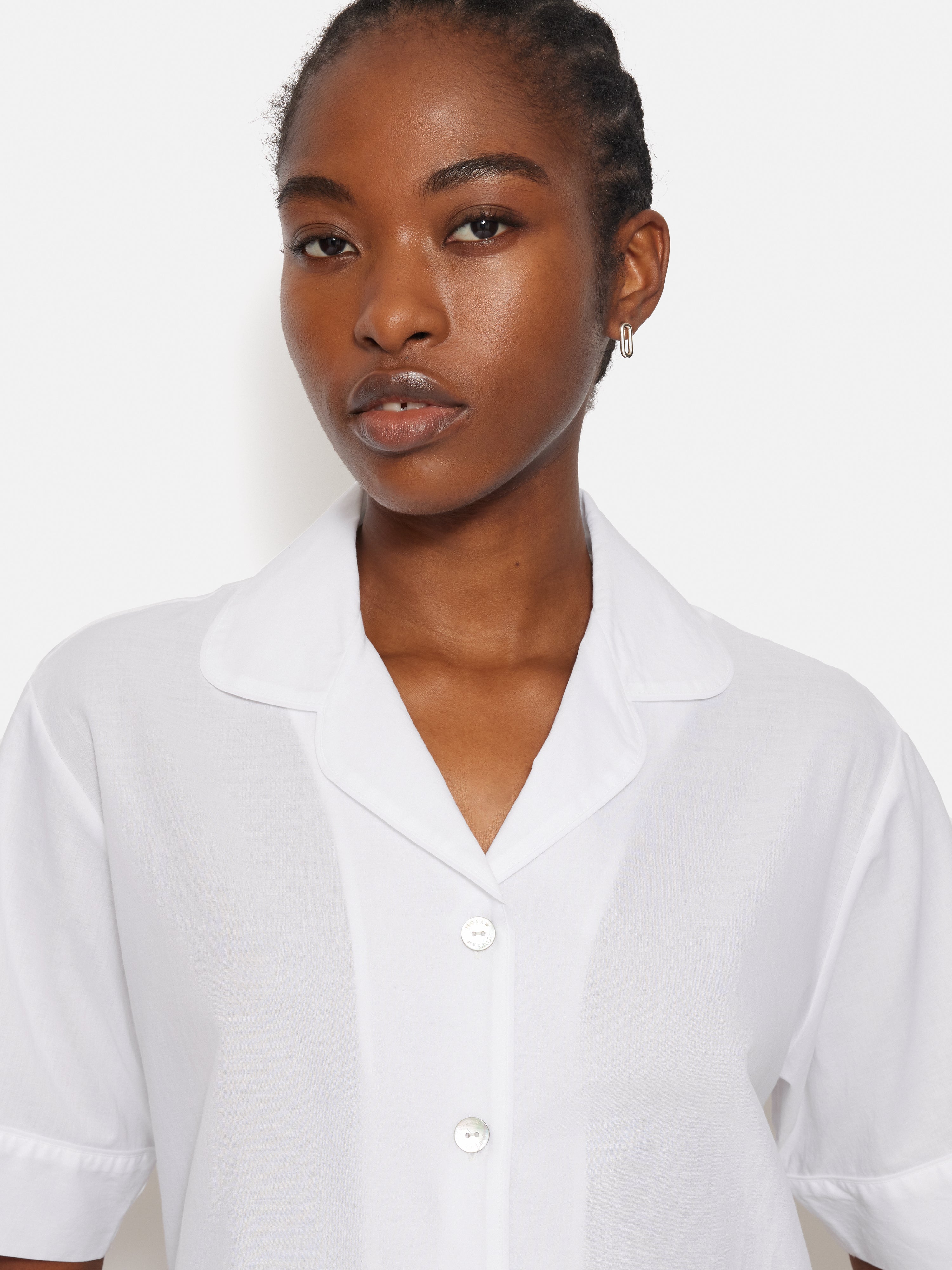 Broderie Anglaise Short Sleeve Cotton Pajama Top for Women - Breathable White Sleepwear for Summer Nights & Relaxing at Home
