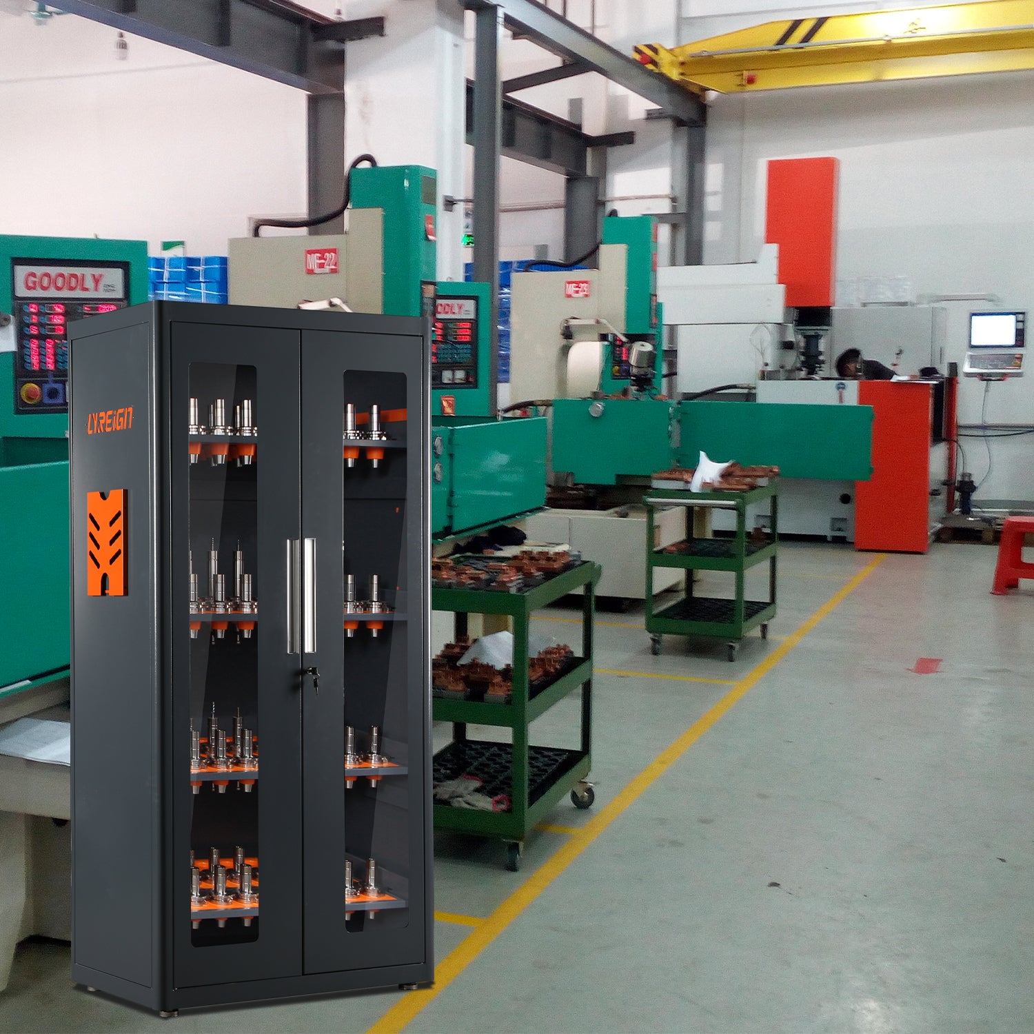 High-Quality CNC Tool Cabinet & CAT40 Tool Holder Storage System - Durable Workshop Organization for CNC Machines