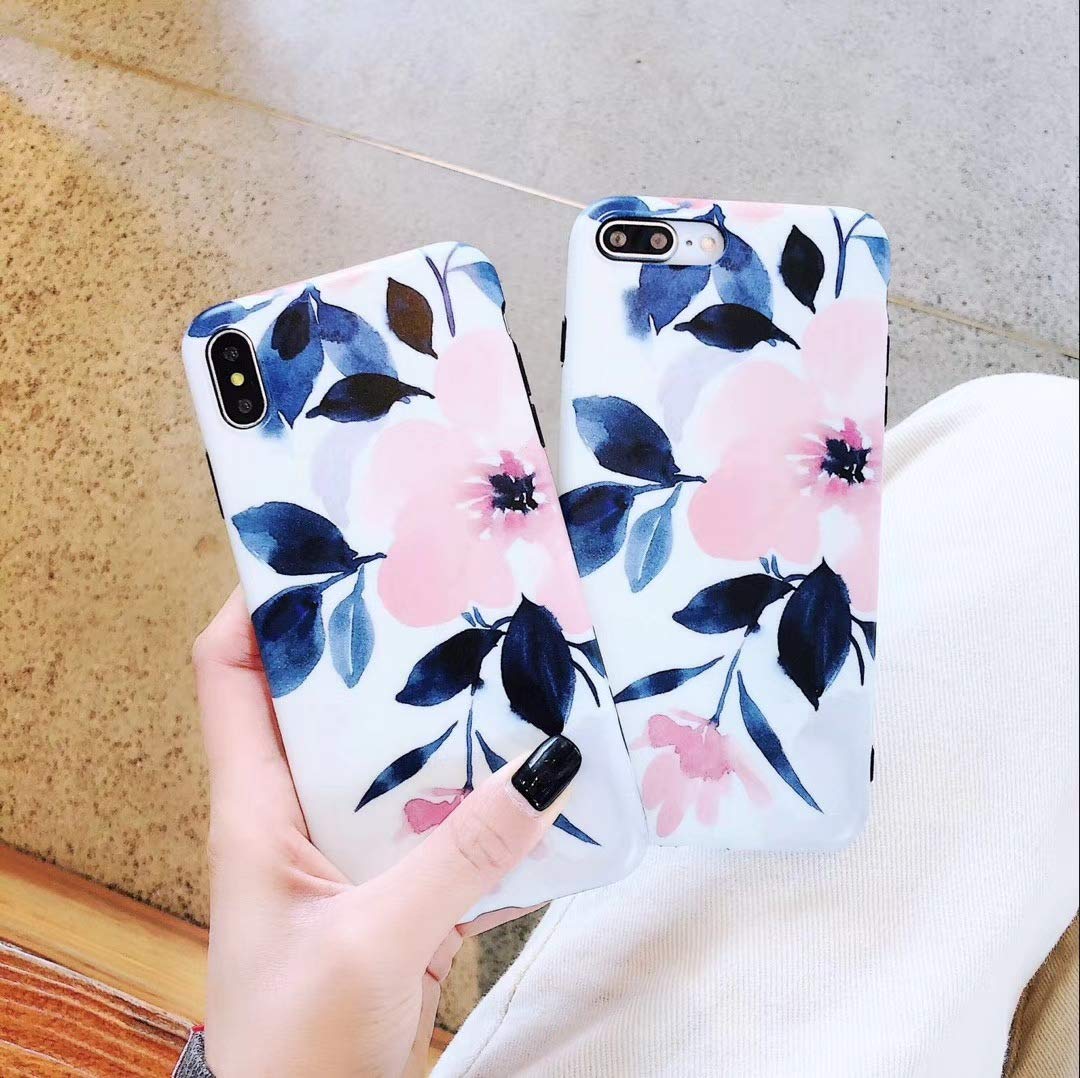 Floral iPhone 11 Pro Max Case - Peach Blossom TPU Flower Cover with Art Ink Painting Design | Pink Rubber Protective Case for Women & Girls | Perfect for Everyday Use, Work, and Travel