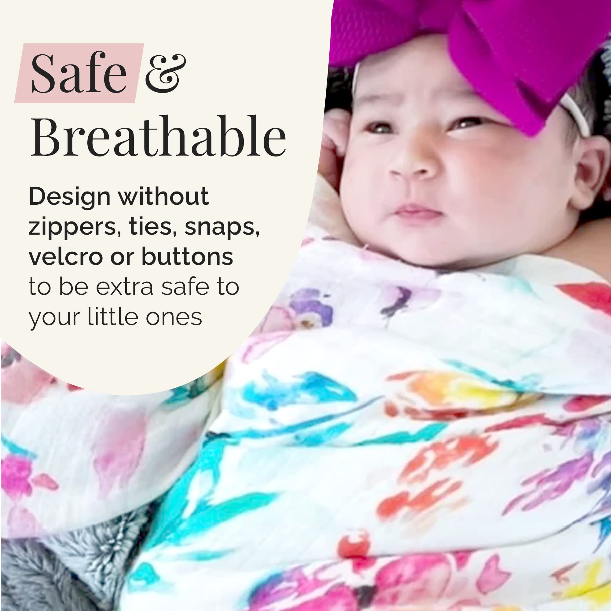 Organic Bamboo & Cotton Baby Blanket - Soft Floral Swaddle Blanket for Newborn Girls, 47