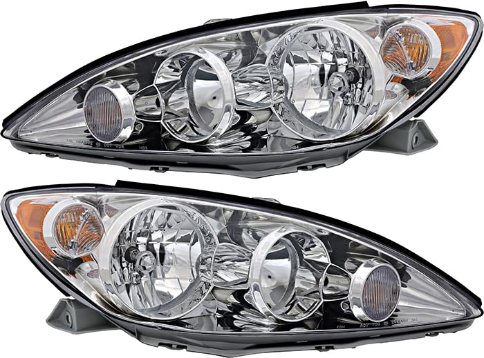 Toyota Camry LE/XLE Headlight Assembly Set - Compatible with 2005-2006 Models (Driver & Passenger Side) | Halogen Replacement Lamps for US Vehicles | Perfect for Night Driving and Foggy Conditions