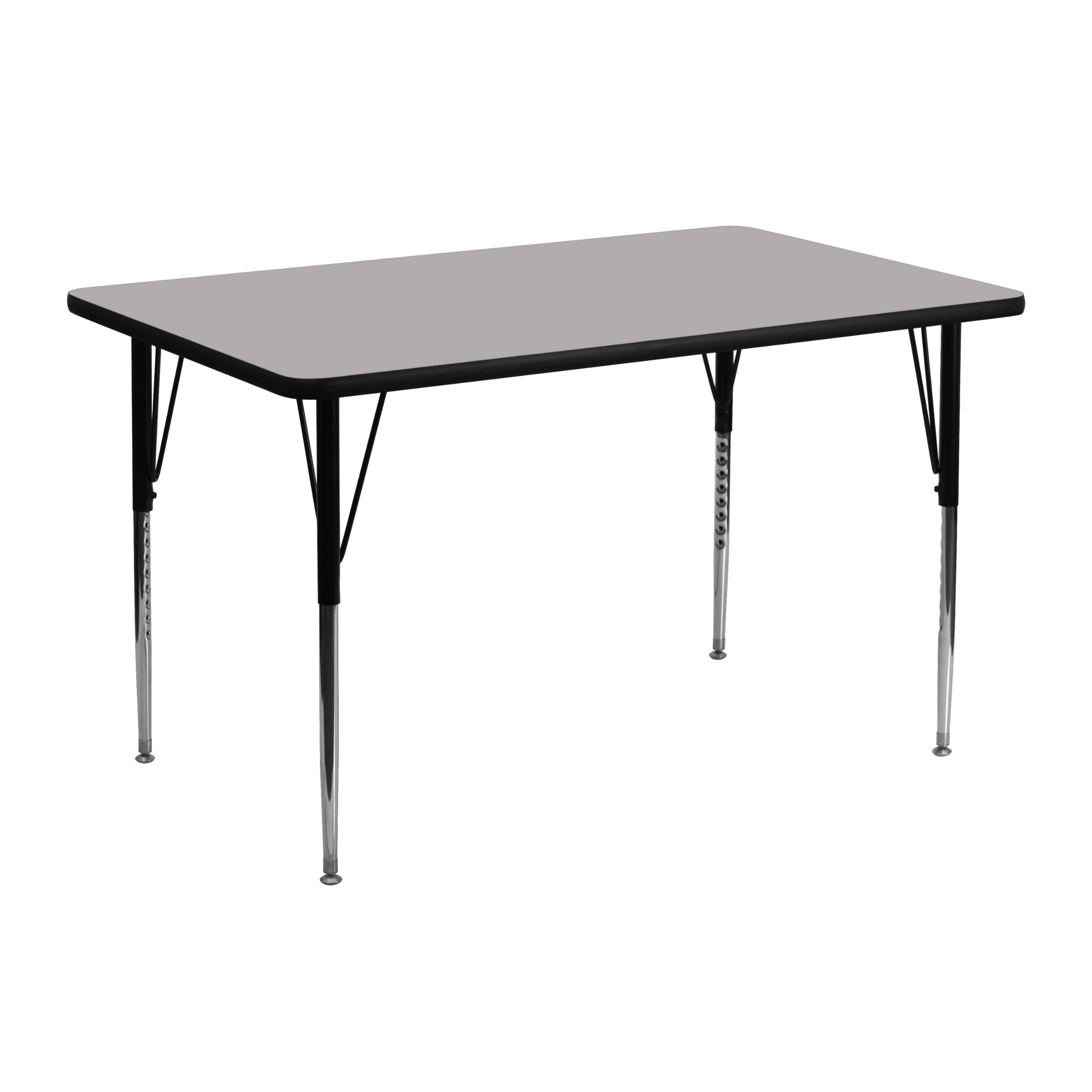 EMMA + OLIVER 24x48 Inch Adjustable Height Activity Table - Grey Thermal Laminate Surface for Kids, Classrooms & Home Learning Spaces