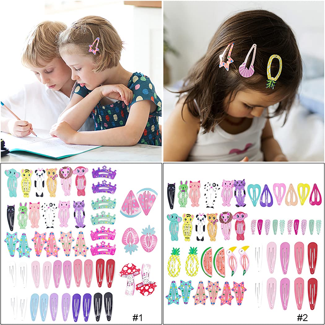 Cute Fruit Hair Clips for Girls - 50PCS Cartoon Hairpins for Travel & School