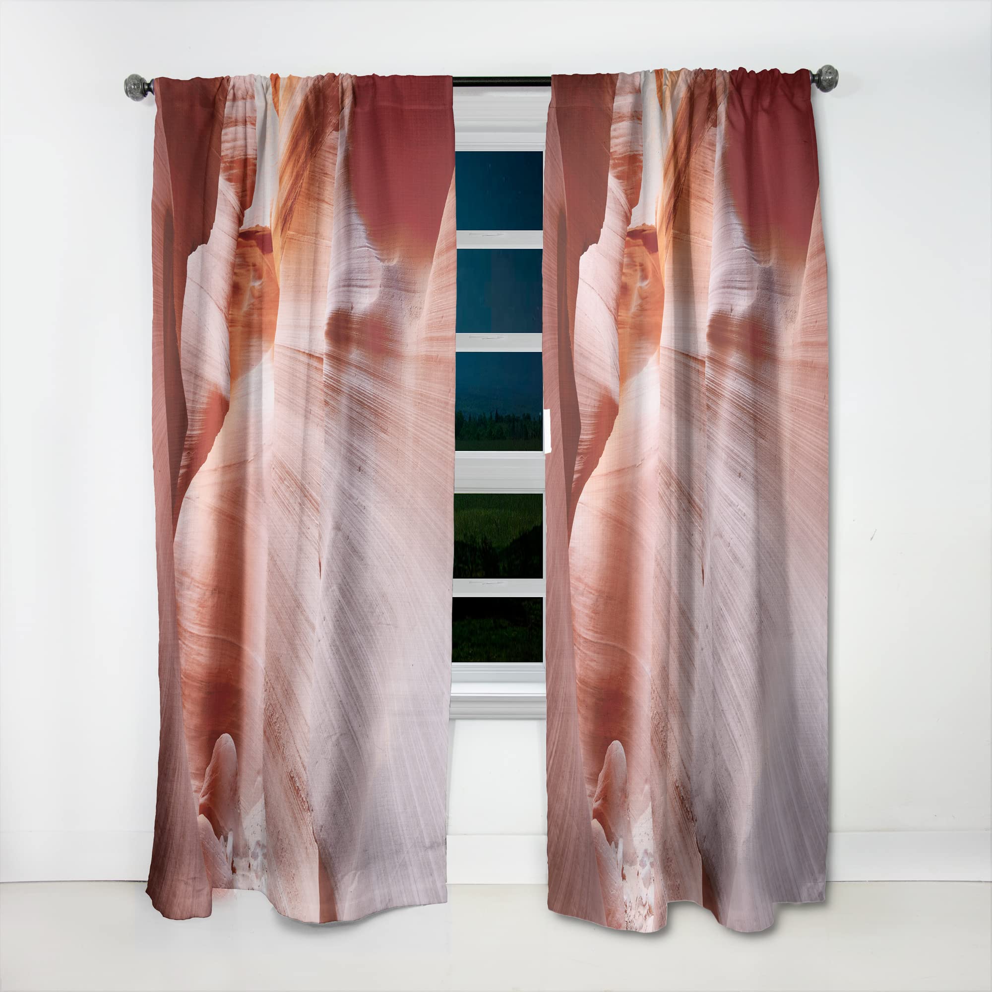 DesignQ Thermal Insulated Curtains 'Sun Rays in Antelope Canyon' - 52x95 Inch Single Panel Blackout Drapes for Bedroom & Living Room - Energy Saving Window Treatment for Home Decor