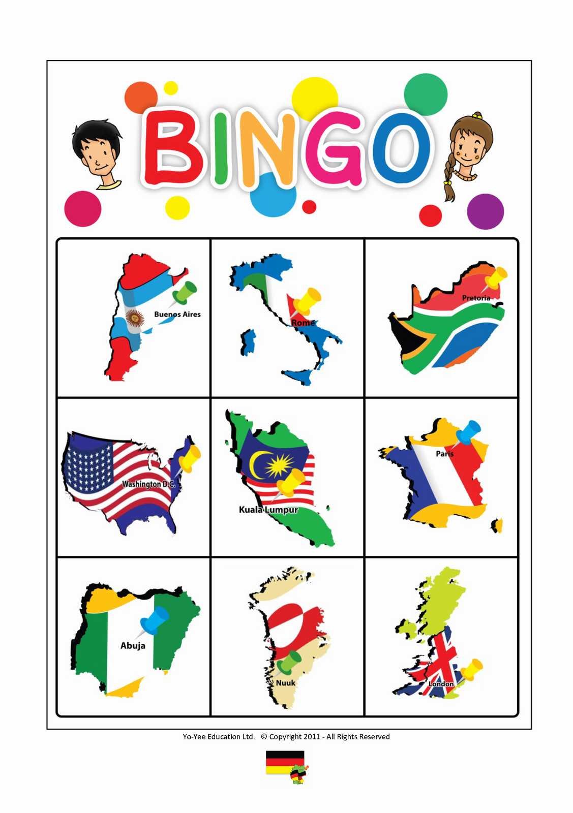 Country and Flags Flash Cards with Matching Bingo Game - Educational Vocabulary Picture Cards for Toddlers, Kids & Adults | Learn World Geography, Cultural Awareness & Language Skills for Classroom, Homeschool & Family Game Night