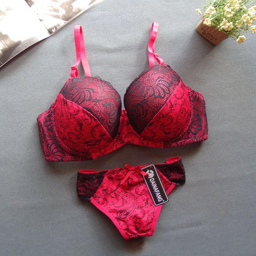 Women's Push Up Padded Bra & Thong Lingerie Set - Sexy Comfortable Underwear for Daily Wear & Special Occasions