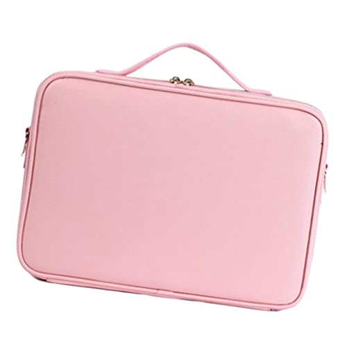 Multi-Function PU Leather Cosmetic Bag for Makeup, Nail & Tattoo Artists - Large Pink Organizer for Travel, Salon & Professional Use
