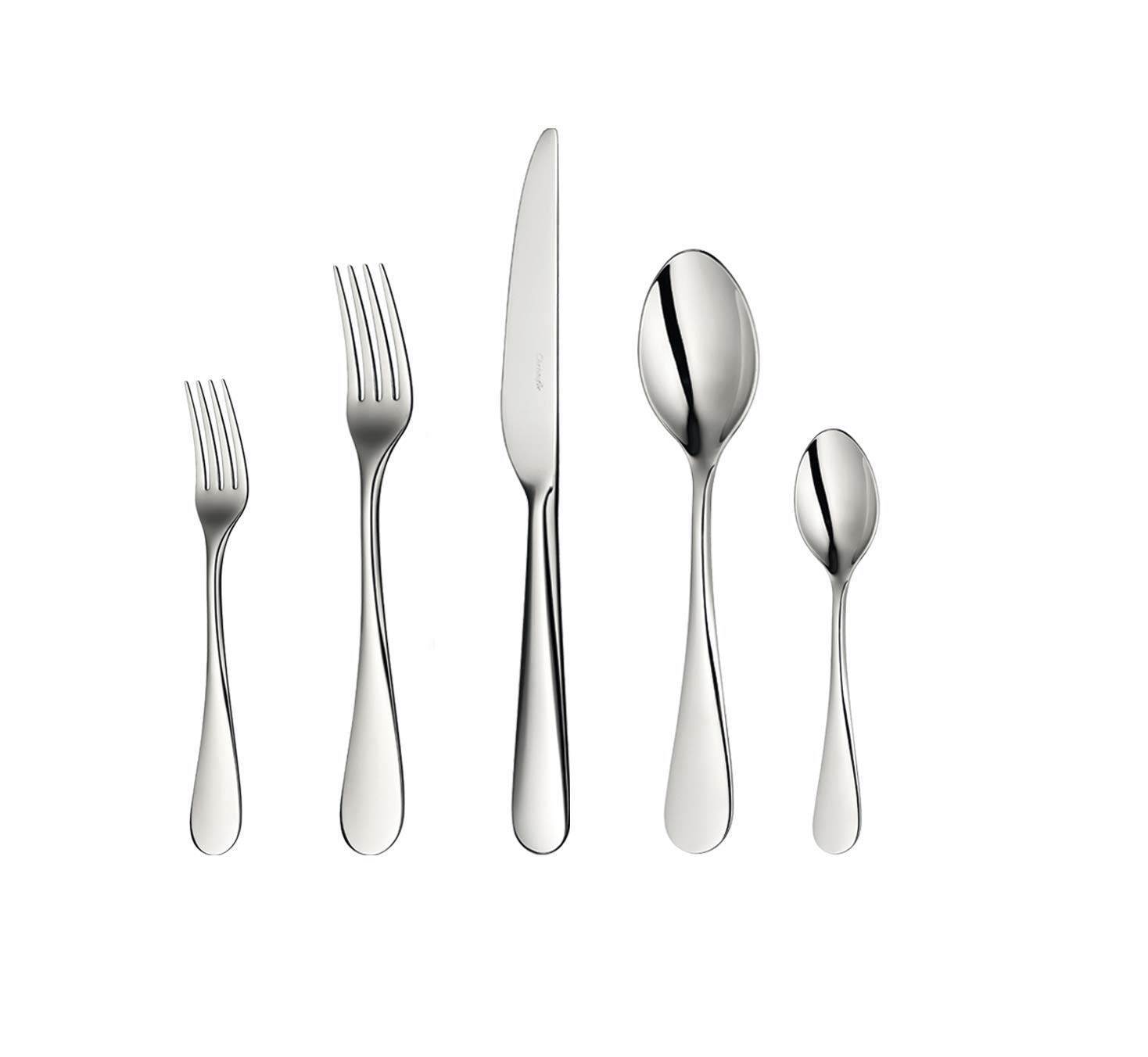Christofle Origine 5-Piece Stainless Steel Flatware Set - Elegant Dining Utensils for Fine Dining, Wedding Gifts & Home Entertaining