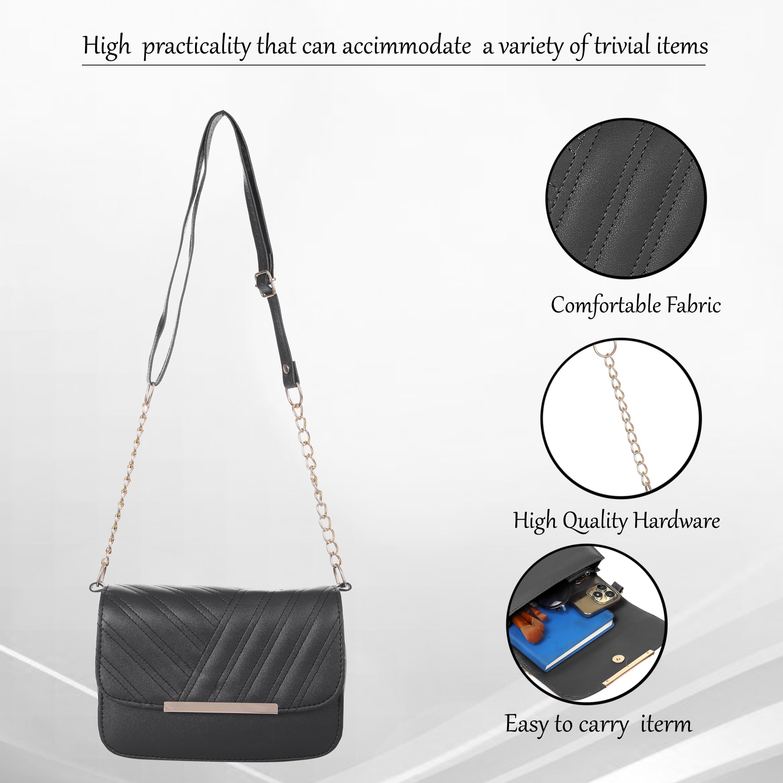 Elegant Women's Party Crossbody Sling Bag with Gold Chain - Perfect for Evening Events, Weddings & Night Out Accessories