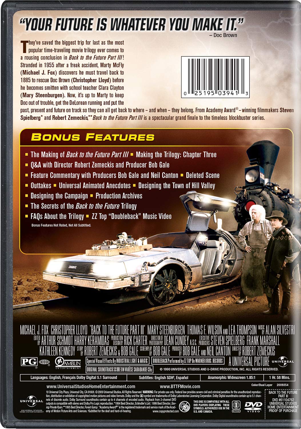Back to the Future Part III DVD | Classic Sci-Fi Adventure Movie | Perfect for Movie Nights & 80s Nostalgia Fans