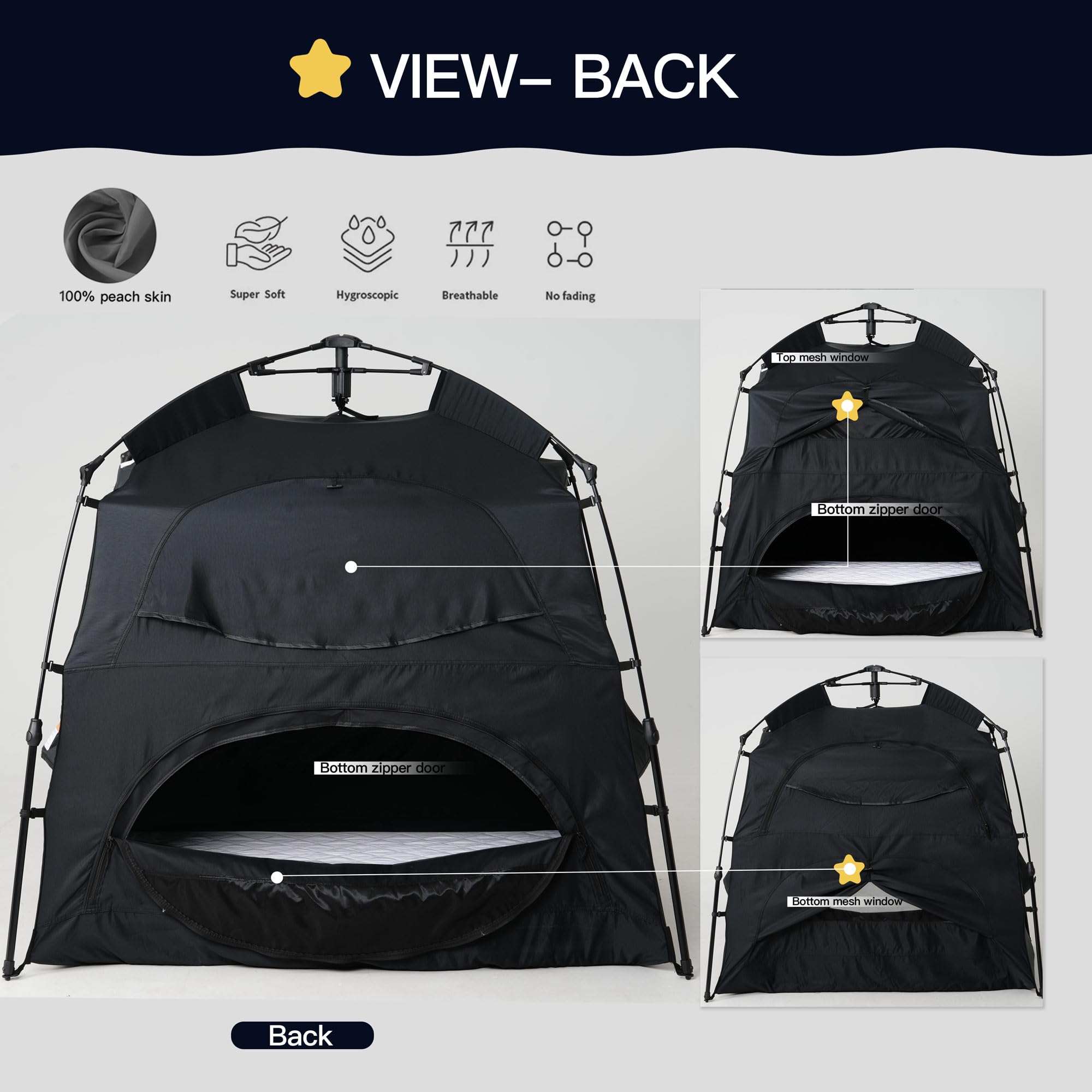 Porayhut Baby Blackout Sleep Tent - 95% Light Blocking Travel Crib Cover for Pack and Play, Portable Sleeping Pod with Breathable Mesh Windows, Monitor & Fan Pockets - Perfect for Toddlers, Kids, Travel, Camping & Nursery Use