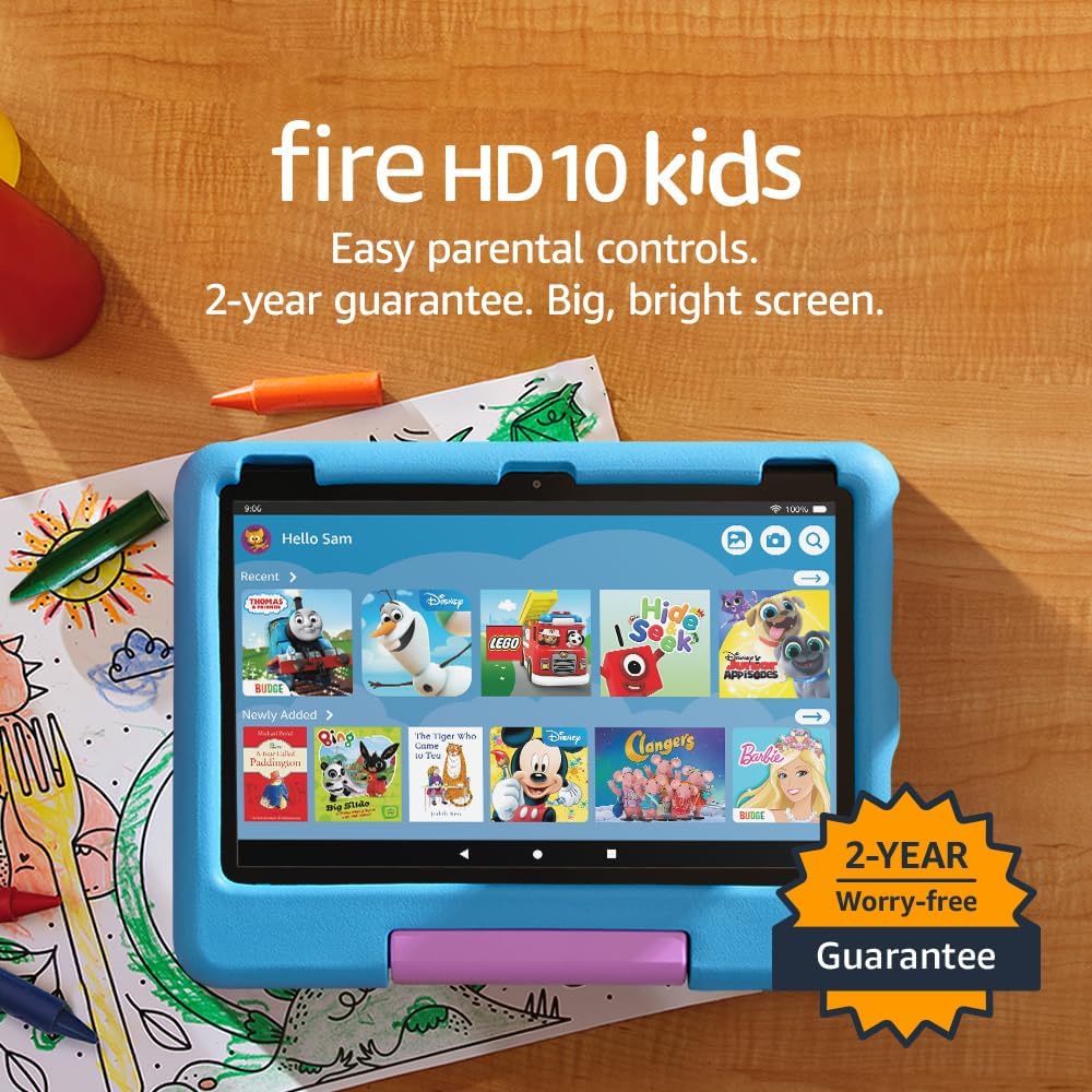 Fire HD 10 Kids Tablet (2023 Model) - Blue Protective Case | Educational Tablet for Children Ages 3-7 | Perfect for Learning, Games & Entertainment at Home or Travel