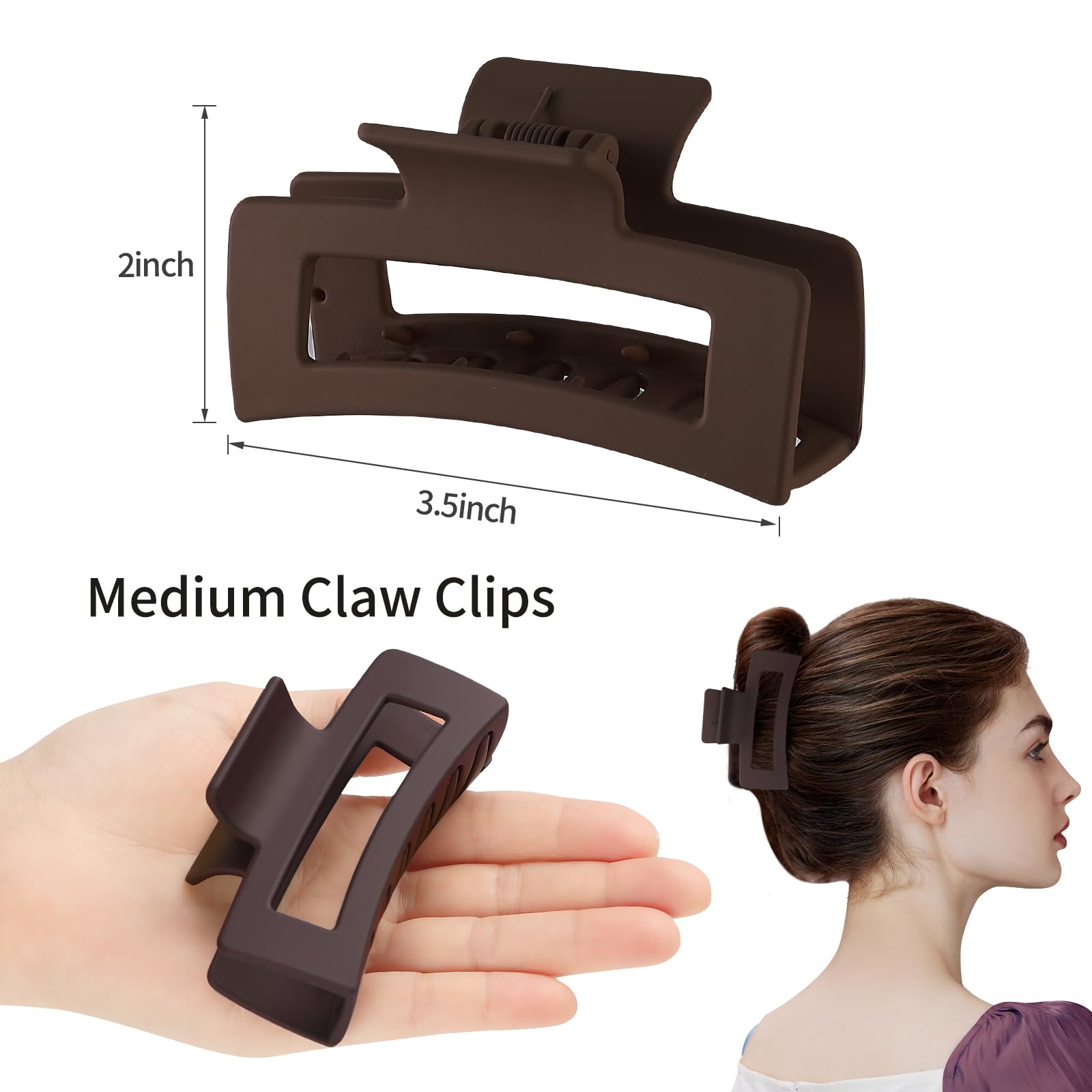 3.5 Inch Hair Claw Clips 6 Pack for Women - Amber Hair Accessories for Styling
