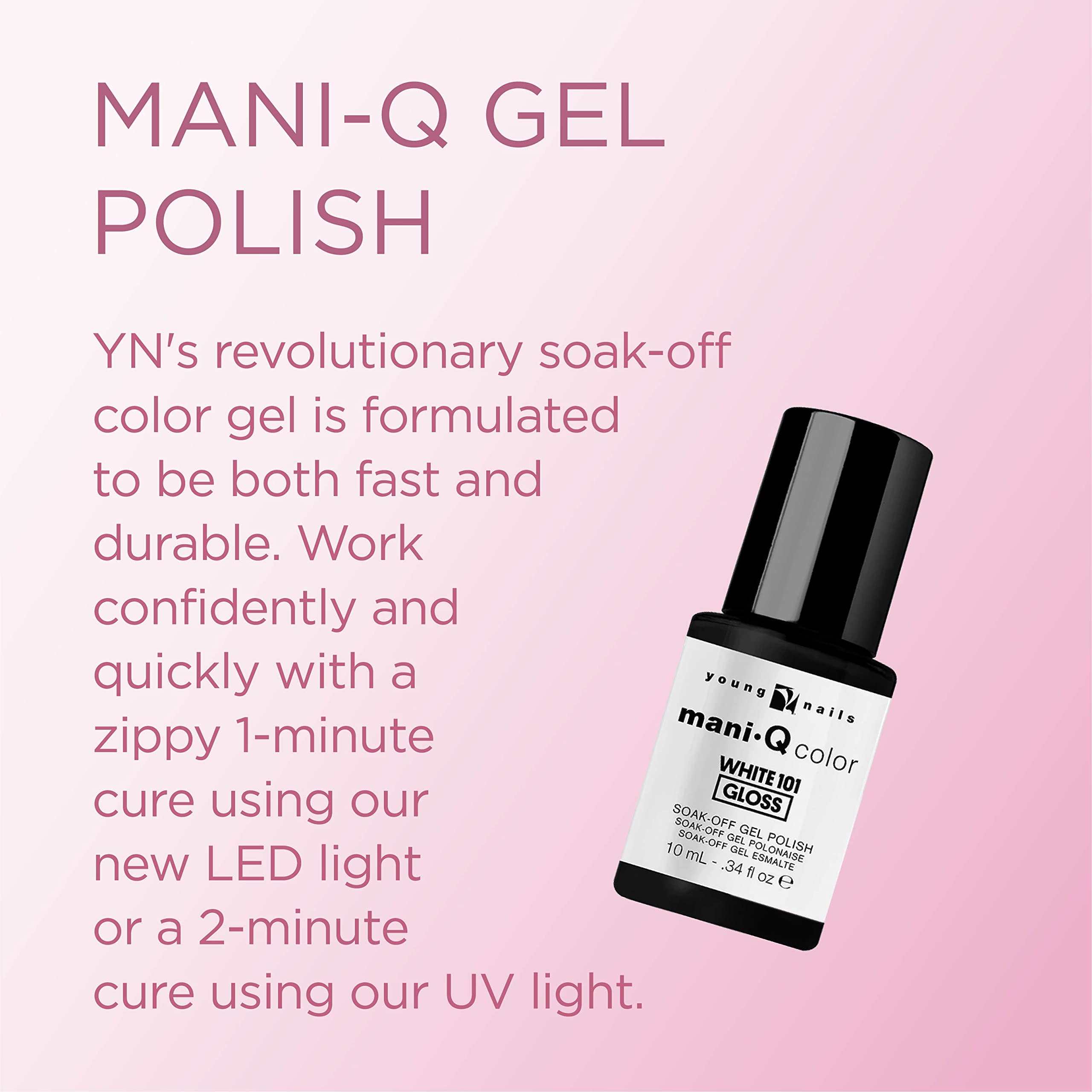 Young Nails Mani-Q Gel Polish - Long Lasting Color Gel for Natural & Artificial Nails | LED/UV Cured, Soak Off Formula (0.34 fl oz) | Perfect for Salon Quality Manicures at Home & Professional Nail Art Designs