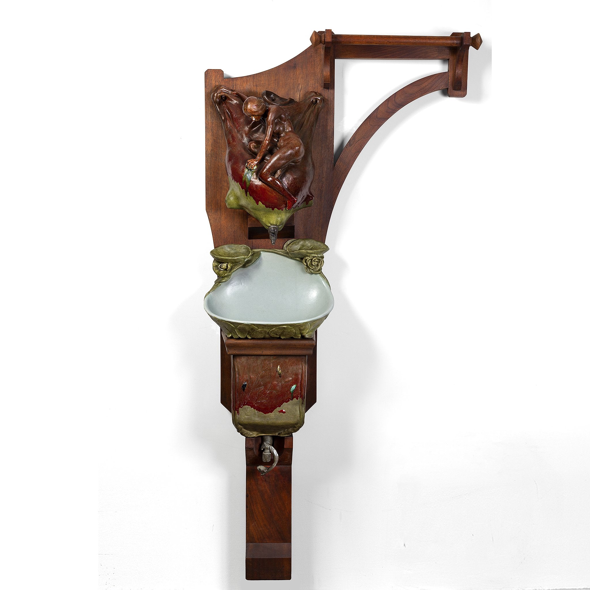 François Rupert Carabin Ceramic Fountain Basin - Elegant Outdoor Garden Water Feature for Patio, Yard, and Landscape Decor