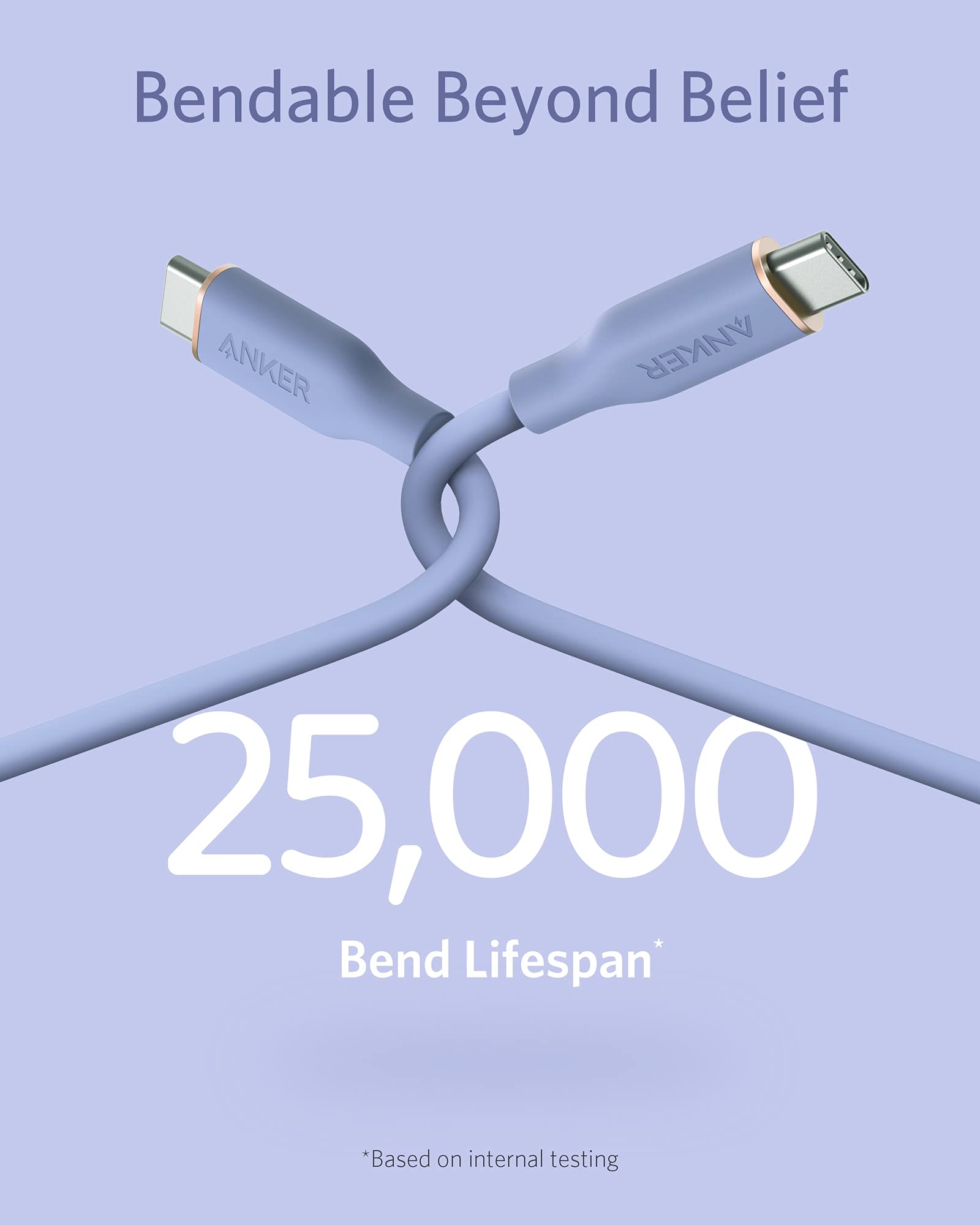 Anker 100W USB-C Cable 6ft Fast Charging for MacBook Pro, iPad, Galaxy S21 - Home & Travel Use