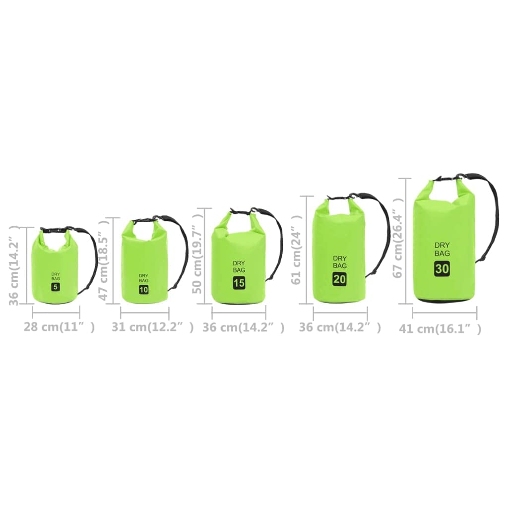 **vidaXL Waterproof Dry Bag with Zipper - Green PVC Backpack for Boating, Kayaking, Swimming & Water Sports - Durable Waterproof Duffel Sack for Outdoor Adventures**