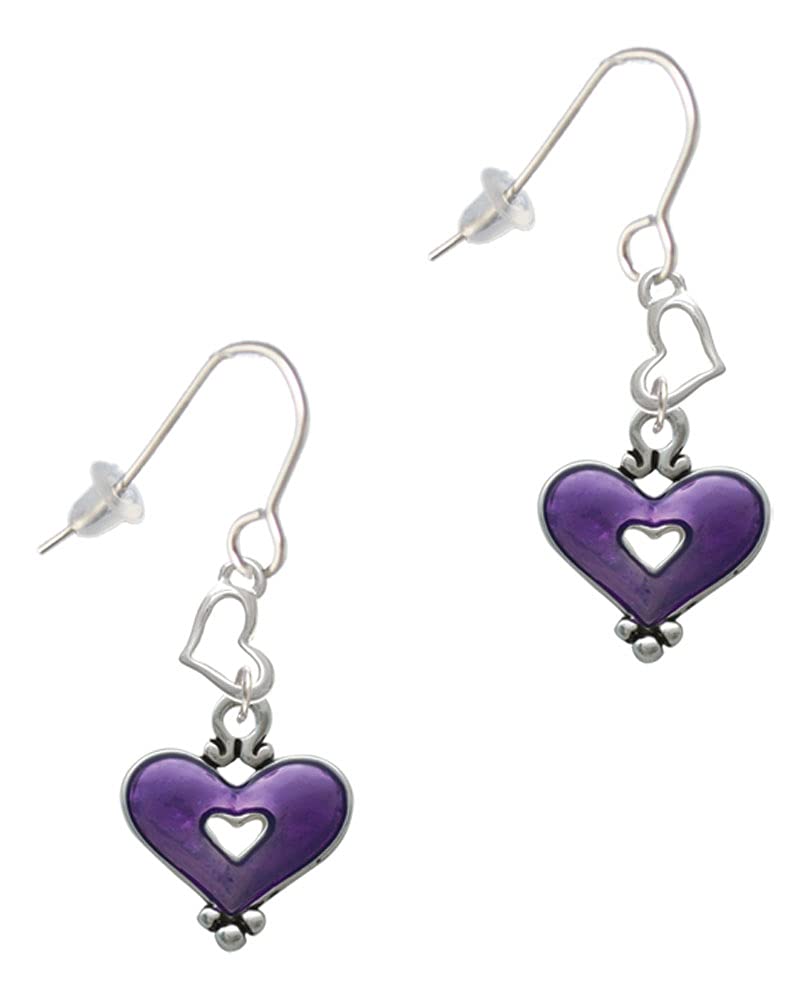 Silver Heart Cutout French Earrings - Elegant Jewelry for Women