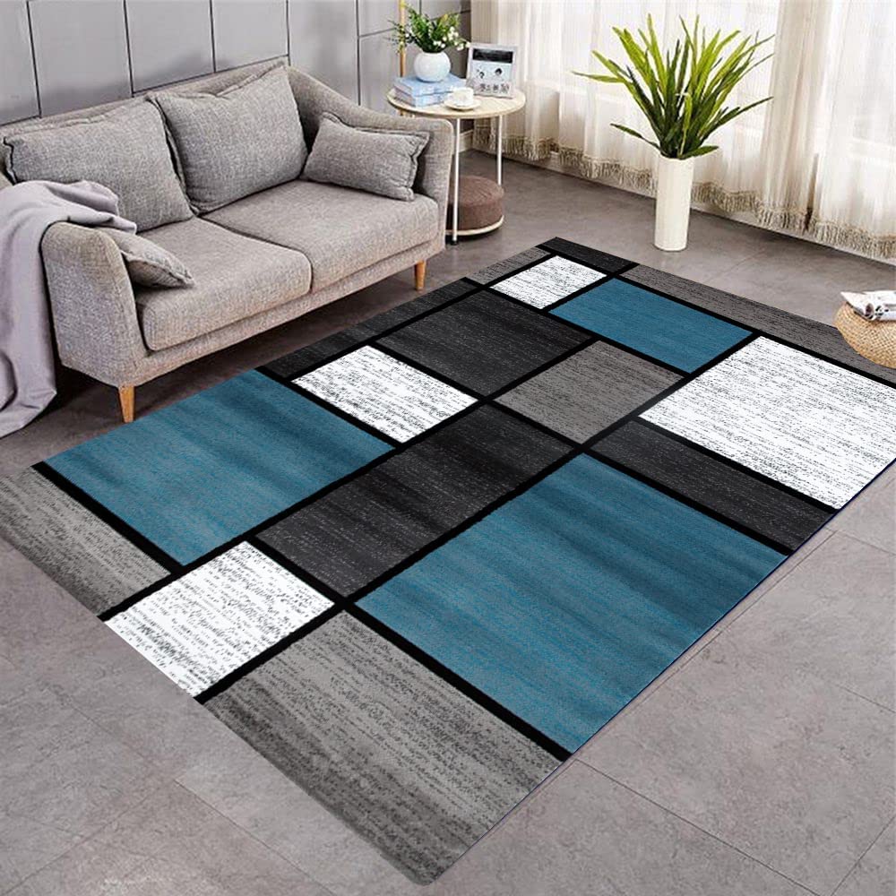 Non-Slip Grid Carpet - Modern Nordic Geometric Area Rug for Home, Bedroom, Living Room, Game Room, Kitchen & Bathroom - 39.5 x 78.7 Inch Floor Mat - Perfect for Dorm, Office, Nursery & Entryway Decor