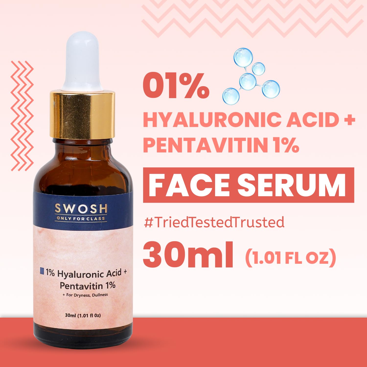 SWOSH Skincare Combo Pack: Aloe Vera Foaming Face Wash Refill (200ml) for Normal to Oily Skin + 1% Hyaluronic Acid Serum (30ml) for Anti-Aging, Wrinkle & Fine Line Reduction - Daily Hydrating & Brightening Routine for Youthful Glow
