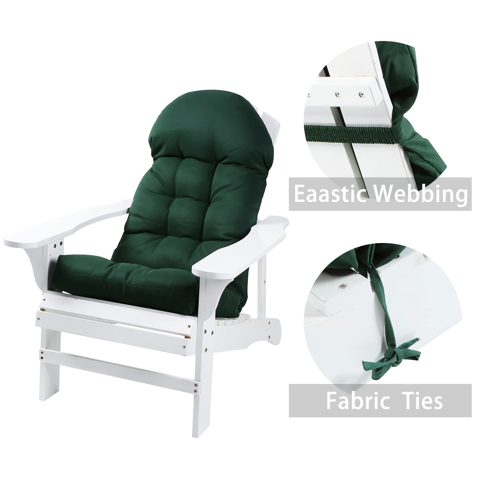 Enipate Weather-Resistant High Back Adirondack Chair Cushions - Indoor/Outdoor Patio Tufted Lounge Seat Pads for Deck, Garden & Poolside Relaxation