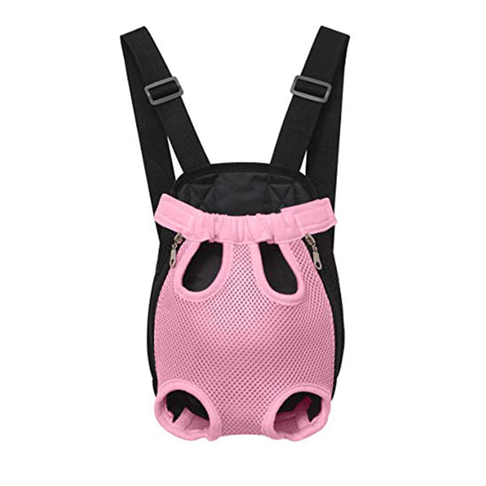 **Pink Breathable Mesh Dog Backpack Carrier for Small Pets - Lightweight & Comfortable Outdoor Travel Bag for Hiking, Camping, and Daily Walks**