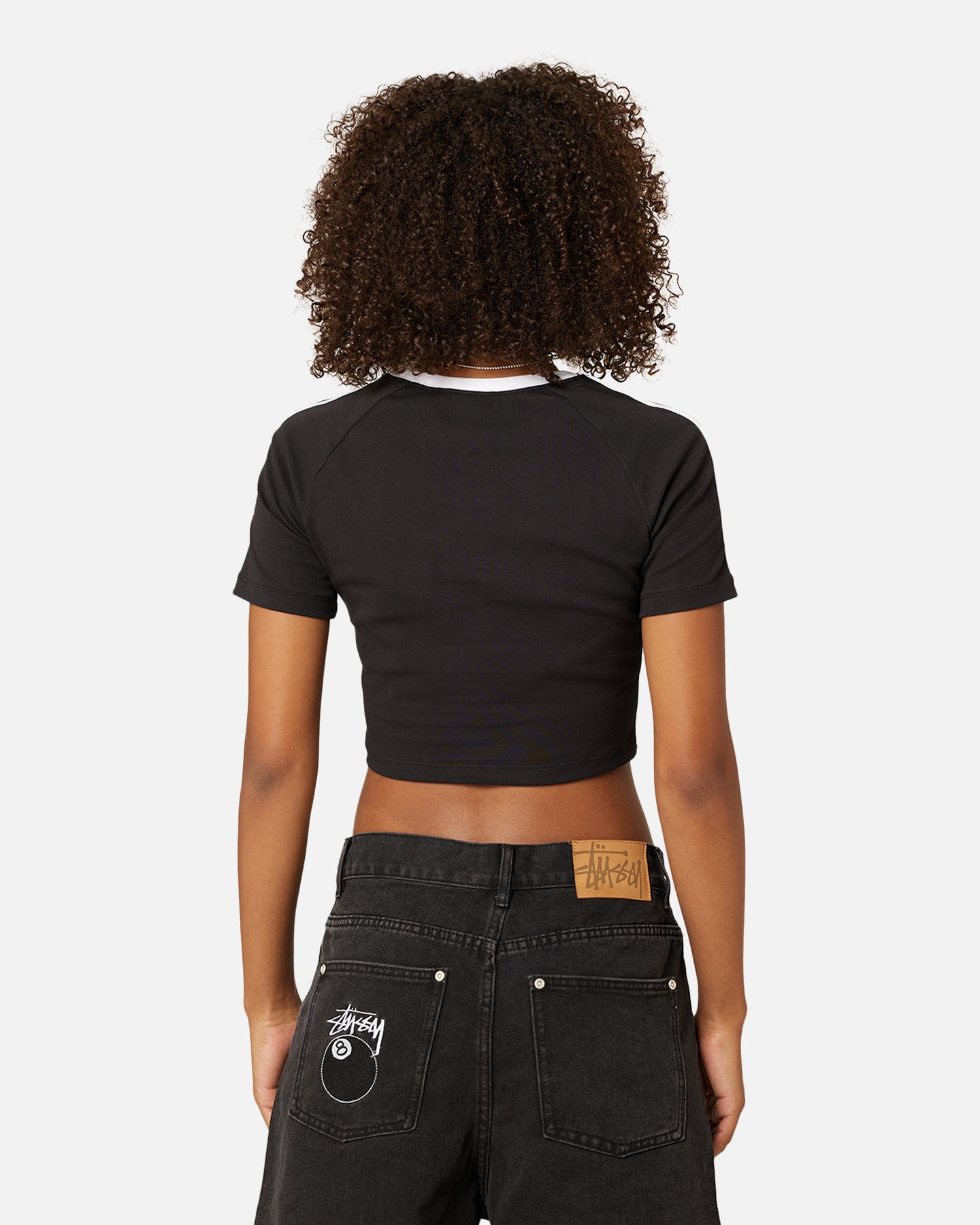 Adidas Women's 3 Stripes Baby T-Shirt - Black Cotton Short Sleeve Tee for Girls | Casual Outfit, Playtime & Everyday Wear