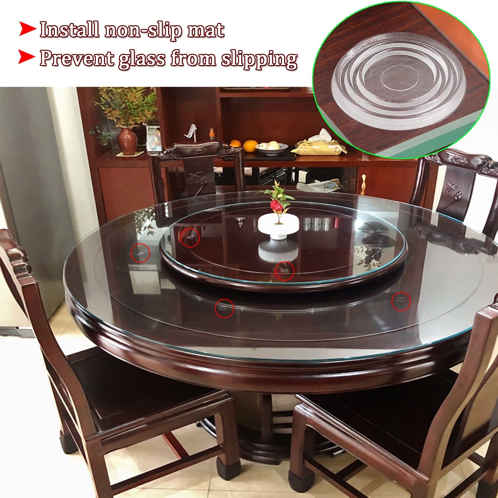 16-32 Inch Round Tempered Glass Table Top - 1/3