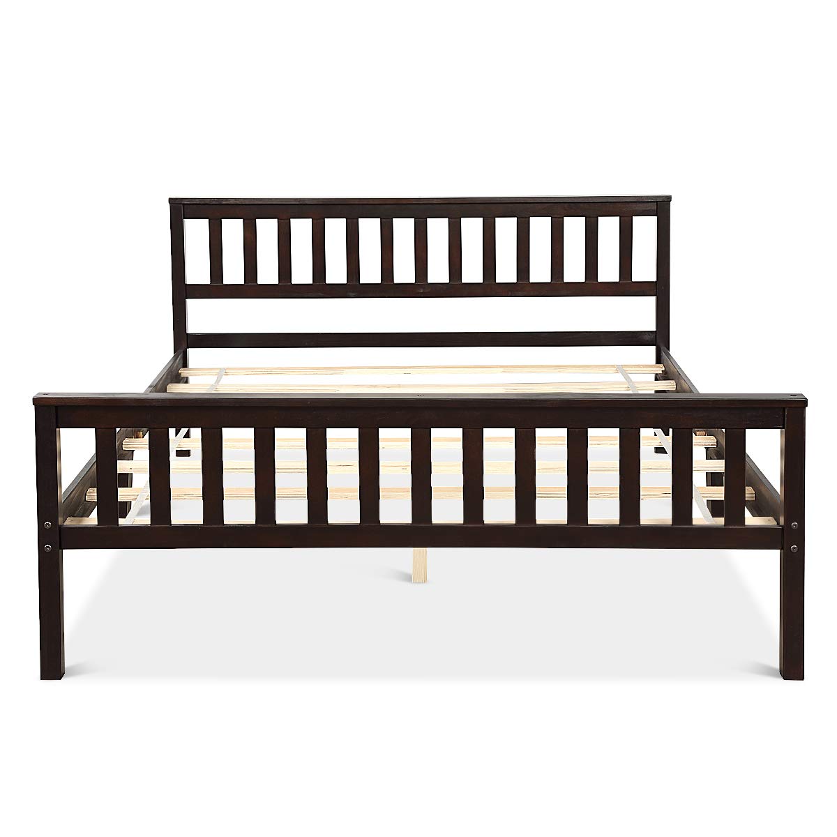 Giantex Solid Wood Queen Platform Bed Frame with Headboard & Footboard - Heavy Duty Wood Slat Support, No Box Spring Needed, Espresso Finish - Perfect for Master Bedrooms, Guest Rooms & Modern Home Decor