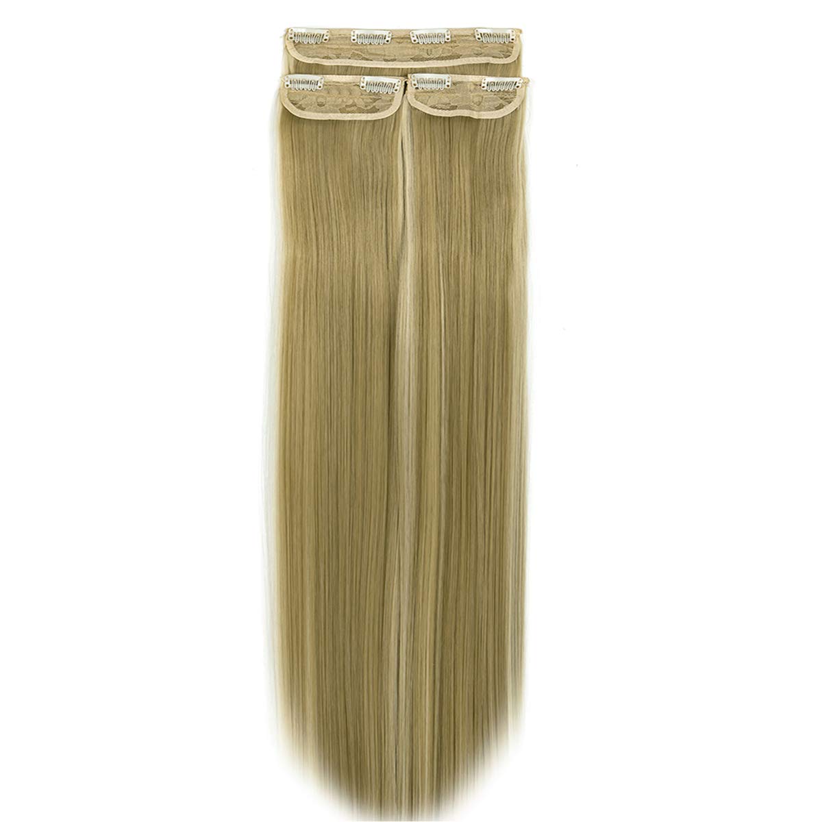 Clip in Hair Extensions 3Pcs - 8 Clips Straight Thick Full Head Double Weft Synthetic Hair Extensions for Women (18