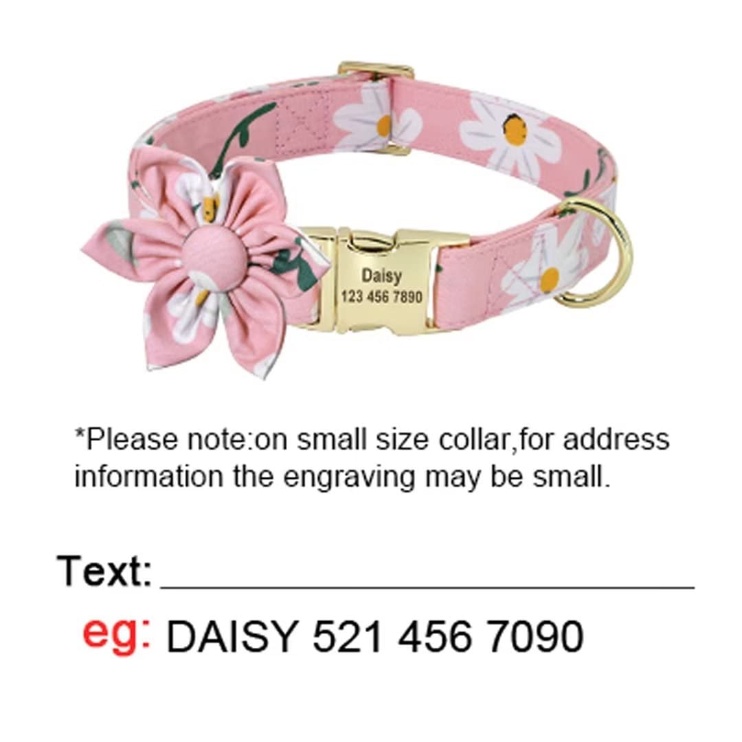Beirui Cute Personalized Dog Collar, Harness & Leash Set with Detachable Flower - Soft Adjustable Mesh Vest for Small Medium Large Dogs - Perfect for Daily Walks, Training & Outdoor Adventures (Pink, Size S)