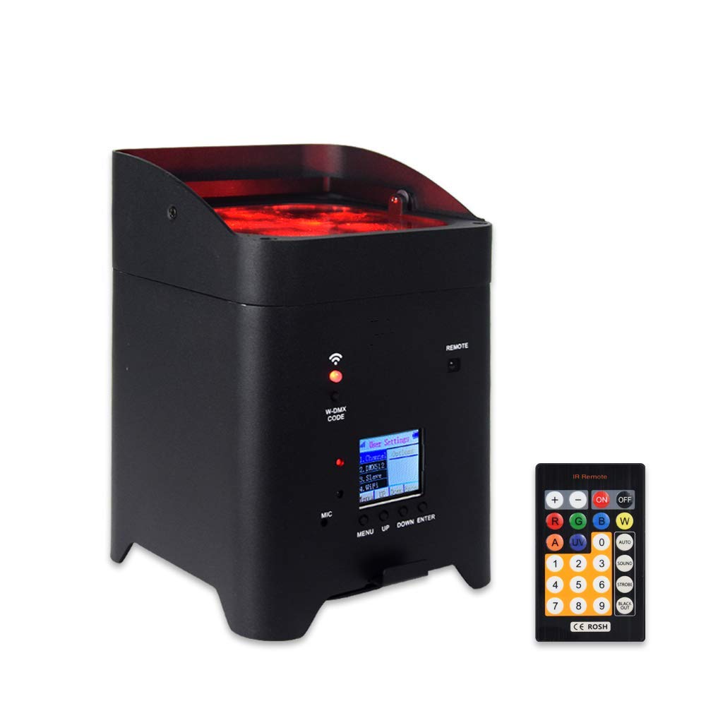 RIUKOE Rechargeable Battery-Powered LED Par Wash DMX Stage Lights - Wireless RGBWAUV Uplighting for DJ Shows, Parties & Events - Perfect for Weddings, Concerts & Nightclubs