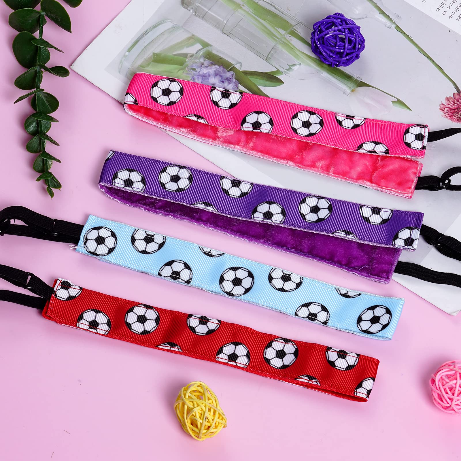 8-Piece Non-Slip Adjustable Soccer Headbands for Women & Girls - Elastic Football Hairbands in 8 Colors - Perfect for Soccer, Running, and Sports Training
