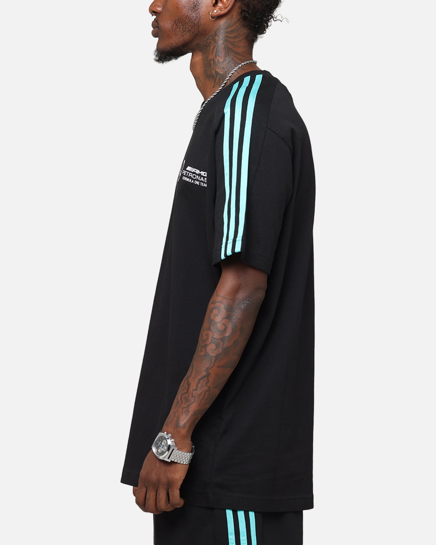 Adidas x Mercedes AMG Petronas Formula One F1 DNA T-Shirt - Black & White - Men's Sports Tee for Racing Fans & Casual Wear