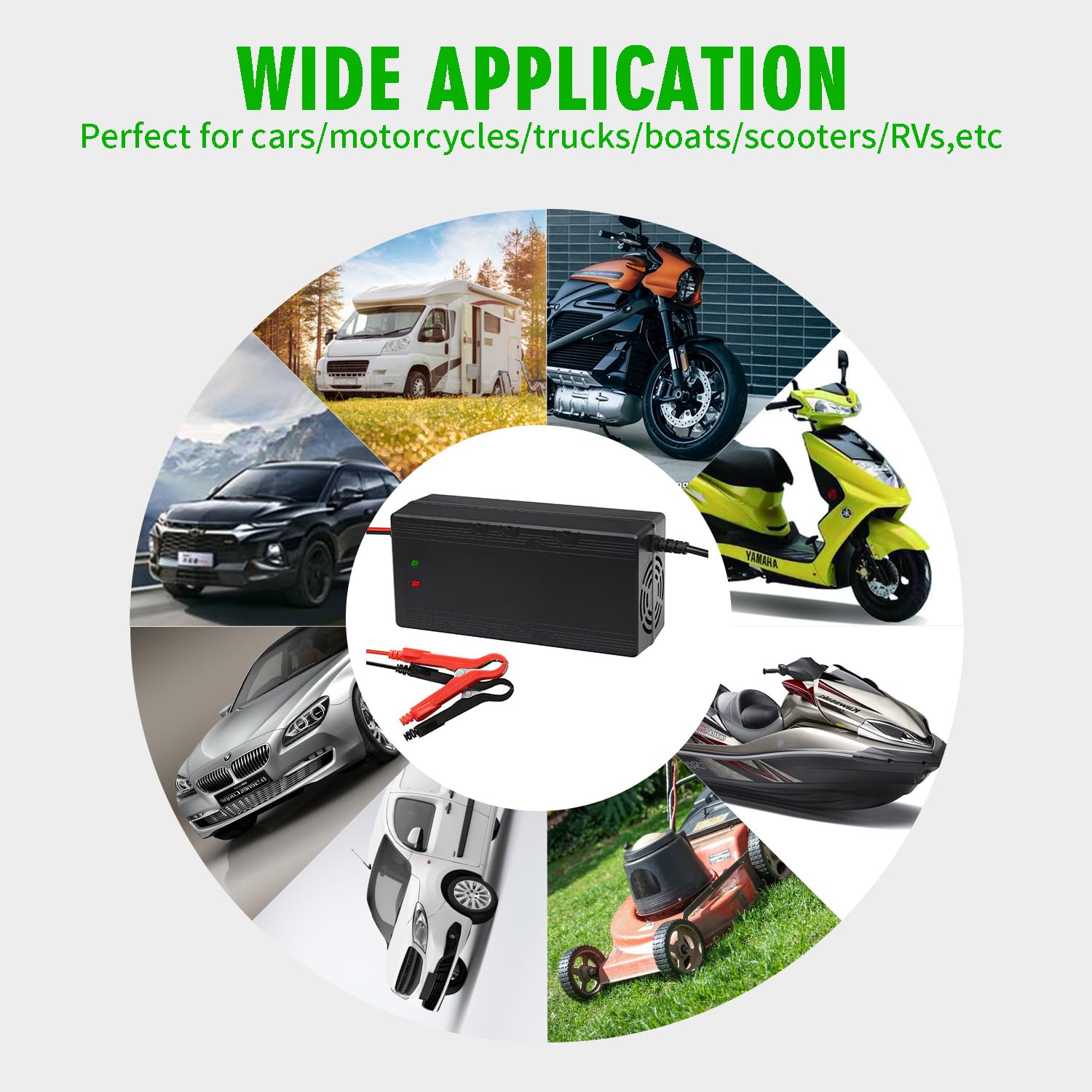 12V 10A LiFePO4 Battery Charger 14.6V - Smart Charger & Maintainer for Lithium Iron Phosphate Deep Cycle Batteries - Perfect for RVs, Boats, Solar Systems & Automotive Applications
