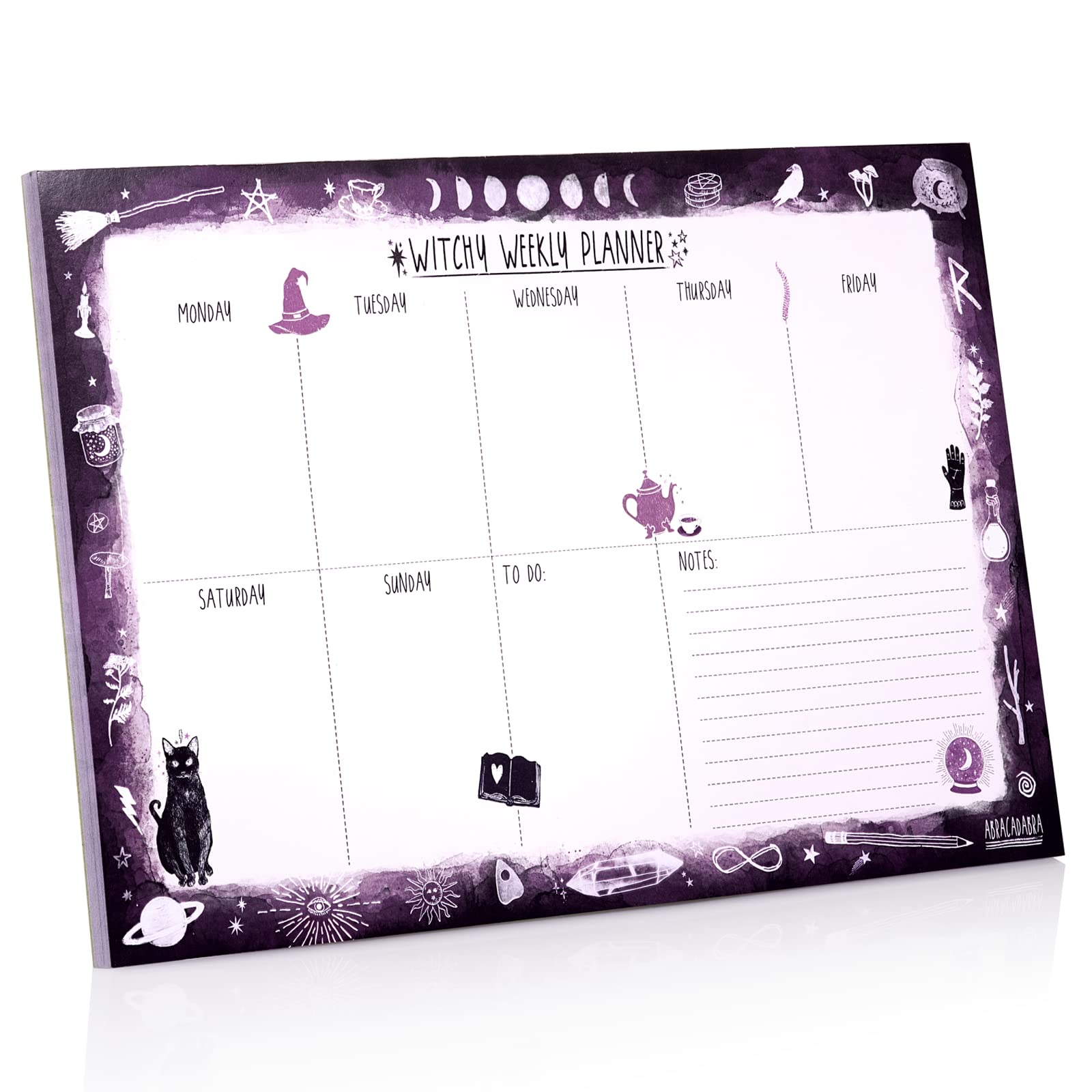 Witchy Weekly Planner Notepad - Undated Big Agenda for Office & Desk Decor - Yule & Christmas Gifts for Women 2025 | Perfect for Wiccan Altars, Gothic Home Decor & Witchcraft Journals