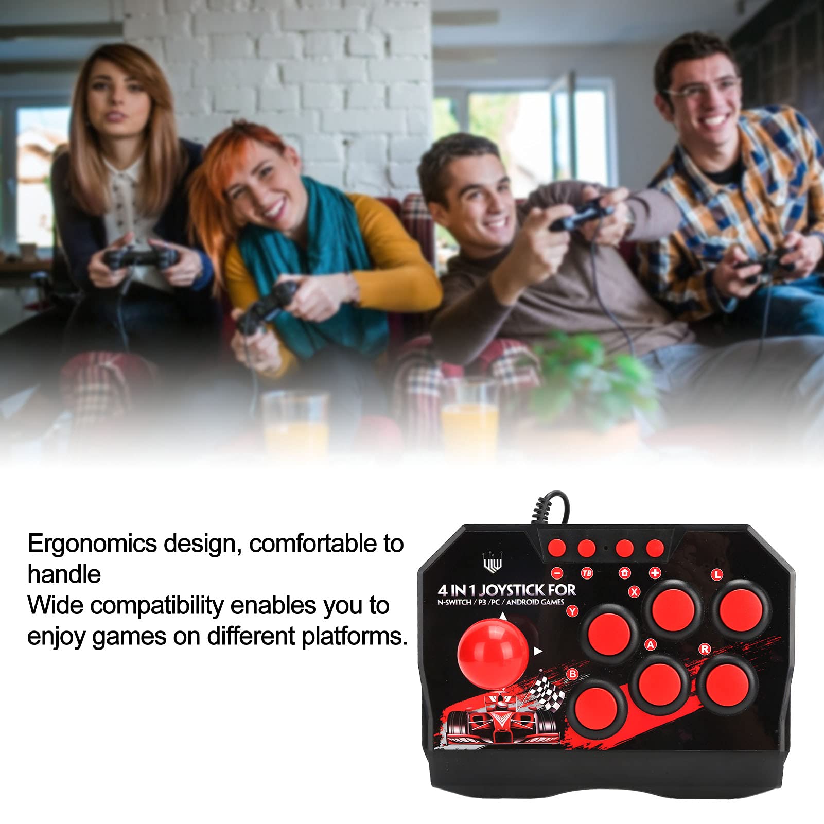 Leapiture Arcade Fight Stick for Switch/PC/PS3 - Wired Gaming Controller for Arcade Style Play