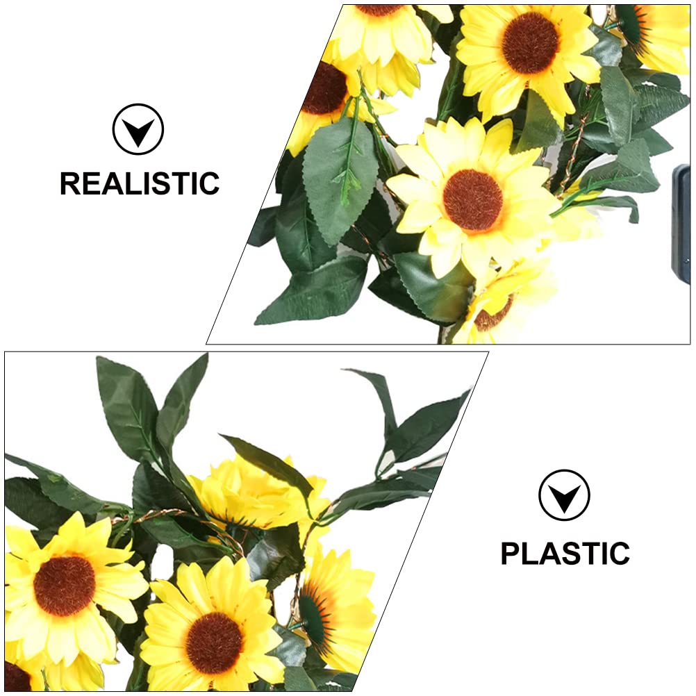 Solar Powered Sunflower Fairy Lights - Outdoor Garden Decor with Sunflower Vines & LED String Lights for Patio, Yard, Wedding, Party Decoration (Waterproof, Plastic)