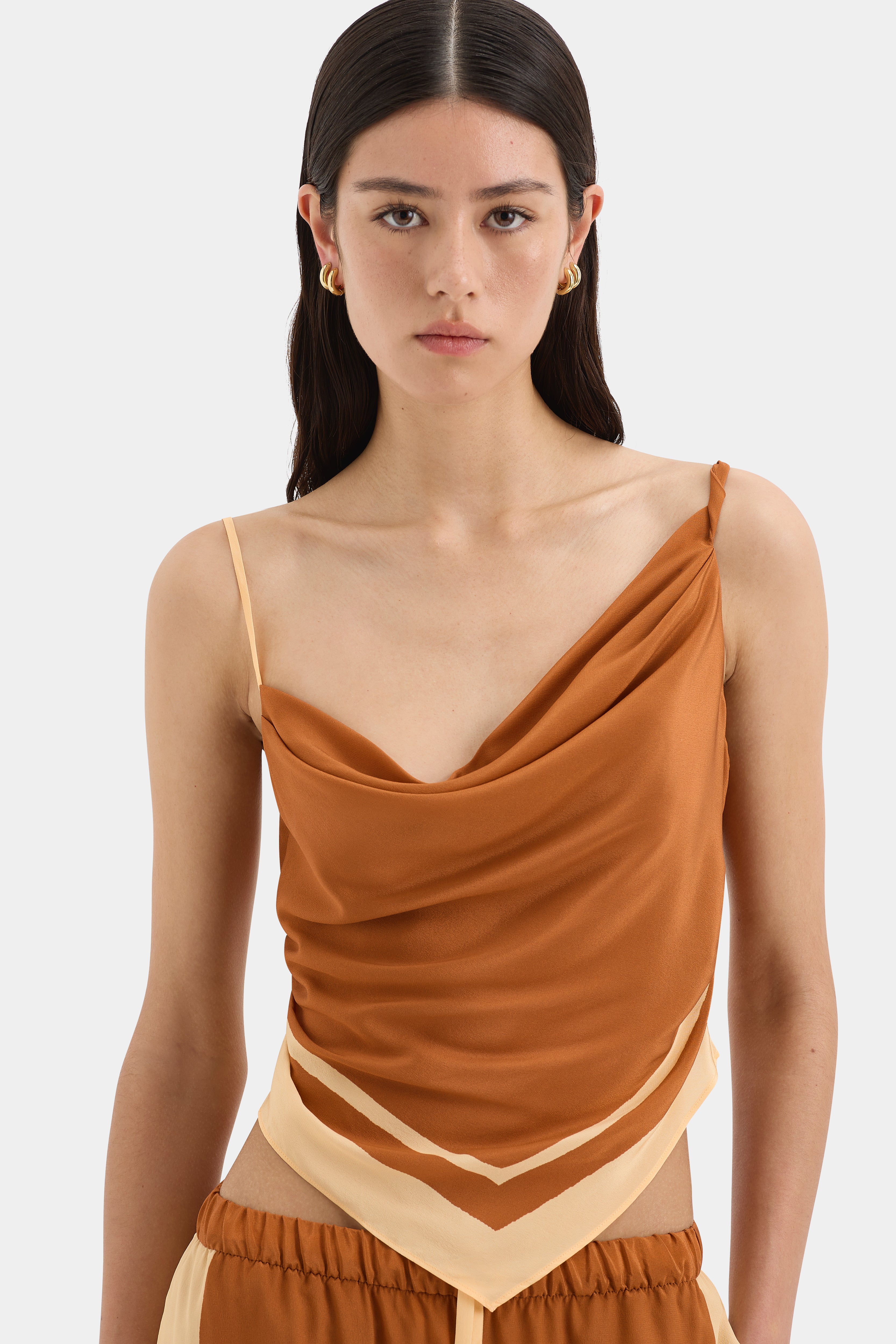 Soma Scarf Cami Top in Rust - Stylish Layering Piece for Women | Perfect for Casual Outfits, Date Nights & Office Wear