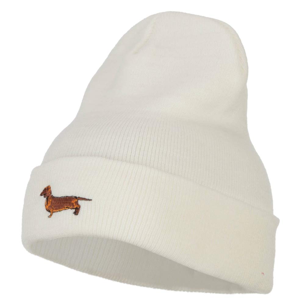 Dachshund Embroidered Long Beanie - Warm Winter Hat for Men & Women - Perfect for Cold Weather, Outdoor Activities, and Dog Lovers