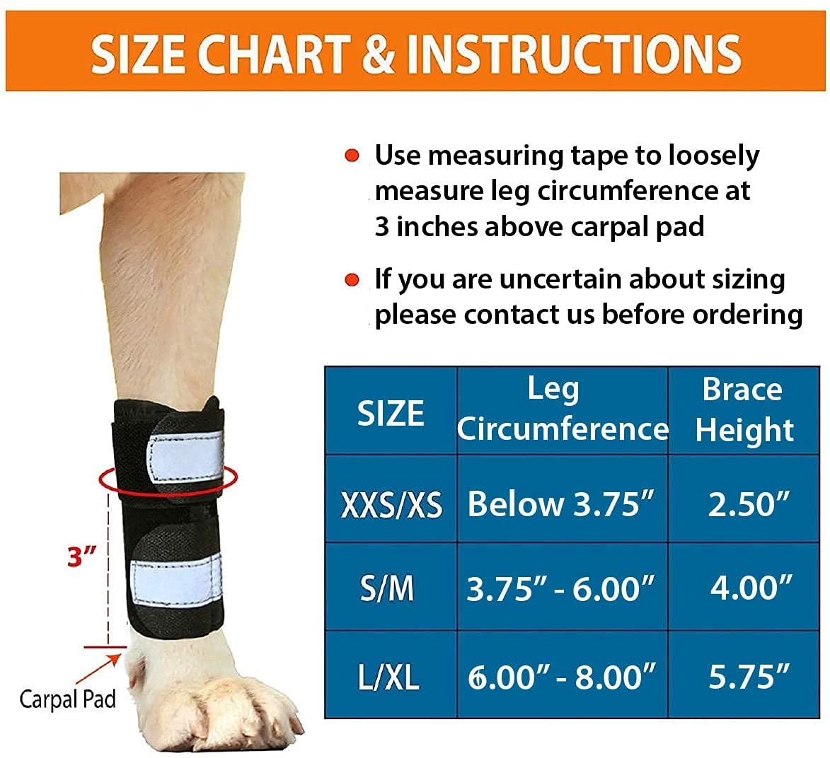 NeoAlly Dog Front Leg Compression Braces with Metal Spring Strips - Supportive Wrist Stabilizer for Small Dogs, Prevents Injuries & Sprains (XXS/XS Pair) - Ideal for Active Dogs, Post-Surgery Recovery & Joint Support
