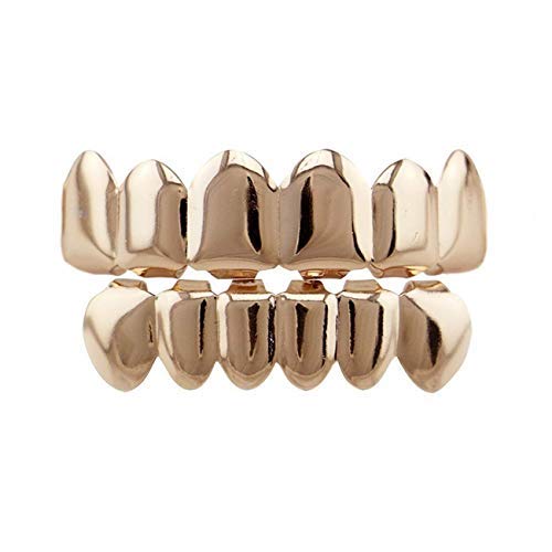 24K Gold Plated Custom Hip Hop Grillz Set - Top & Bottom Removable Teeth Caps for Men & Women | Perfect for Rappers, Performers, and Hip Hop Fashion Enthusiasts