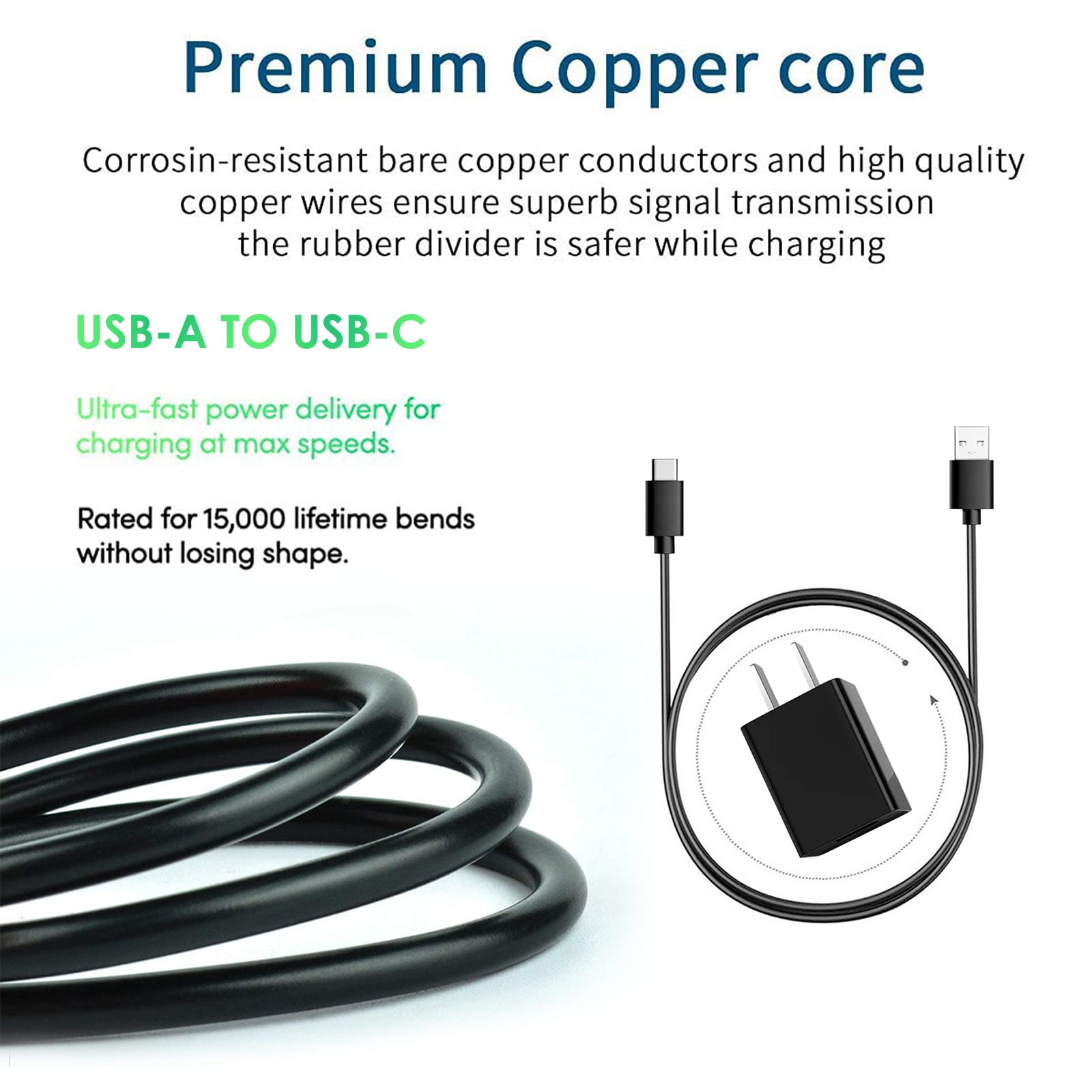 Phantom 2 Charger 5FT USB C Fast Charging Cable - Compatible with Bushnell Phantom 2, Treblab HD77/HD-Max Speaker, Comiso E6/E26 Earbuds, Ampcaddy Version 3 Pro Max - Perfect for Home, Office & Travel Charging