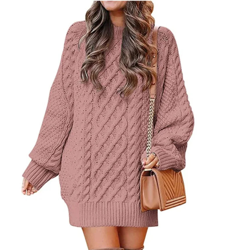 13 Colors Women's Chunky Cable Knit Oversized Pullover Sweater - Long Sleeve Crewneck Winter Warm Tops for Casual Outfits, Holiday Gatherings & Cozy Home Wear