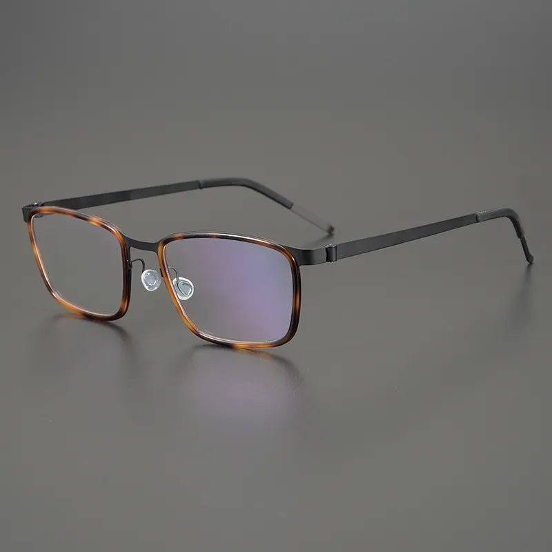 Stylish Unisex Black Titanium Acetate Rectangle Eyeglasses Frame 9711 - Perfect for Work, Reading & Fashion Accessories
