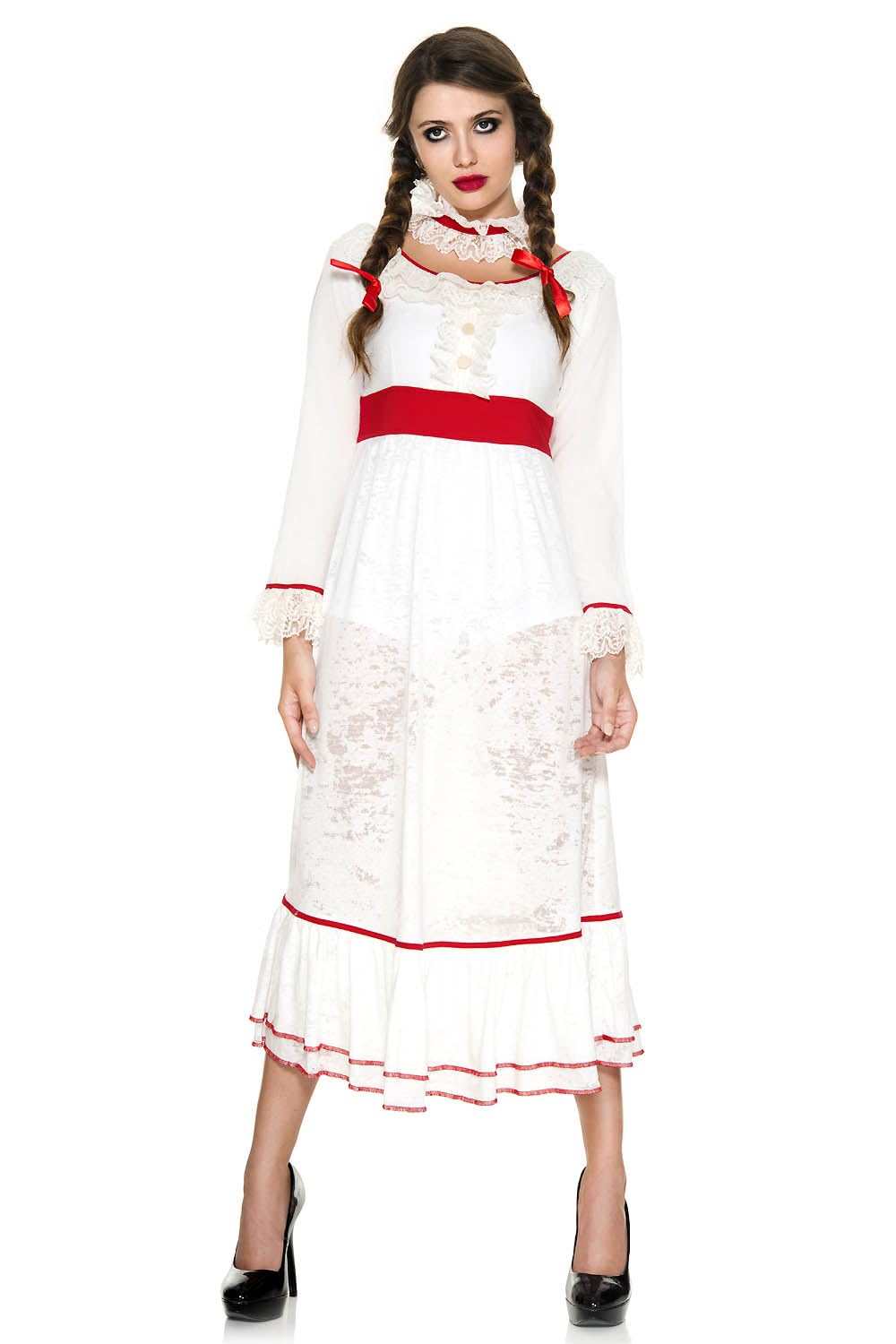 Possessed Doll Halloween Costume for Women - Gothic Horror Outfit with Music Box Legs - Perfect for Halloween Parties, Cosplay & Haunted House Events