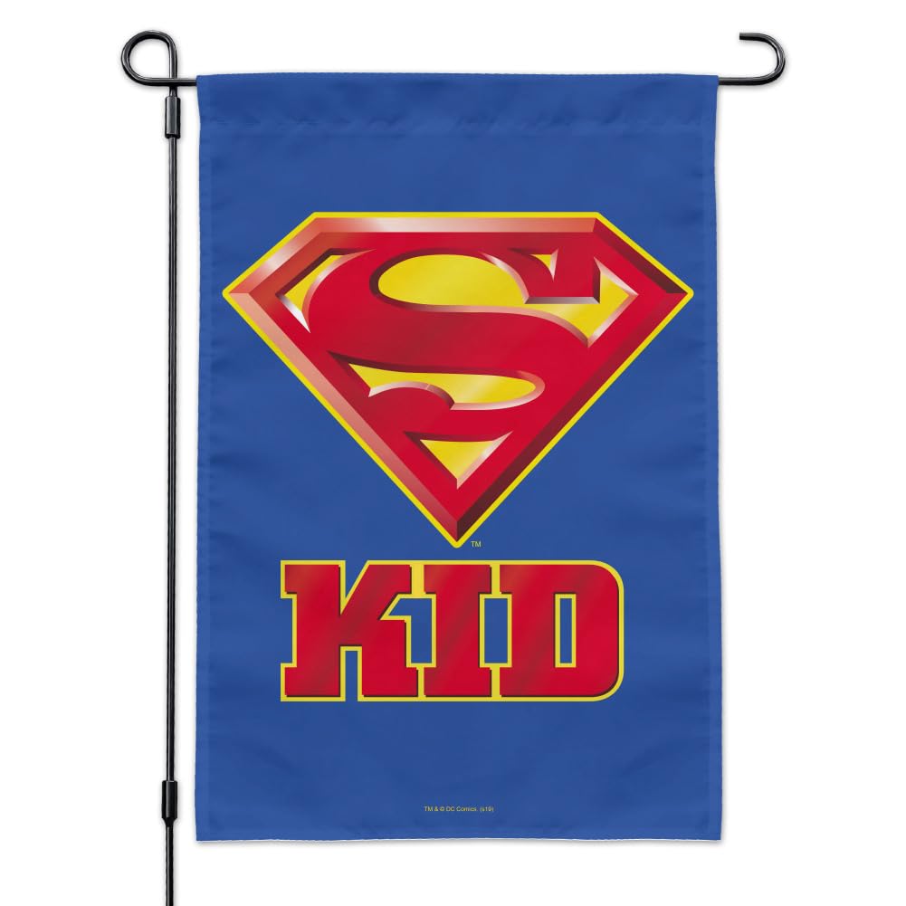 Superman Super Kid Shield Logo Garden Yard Flag - Decorative Outdoor Superhero Flag for Kids' Room, Backyard, and Playground