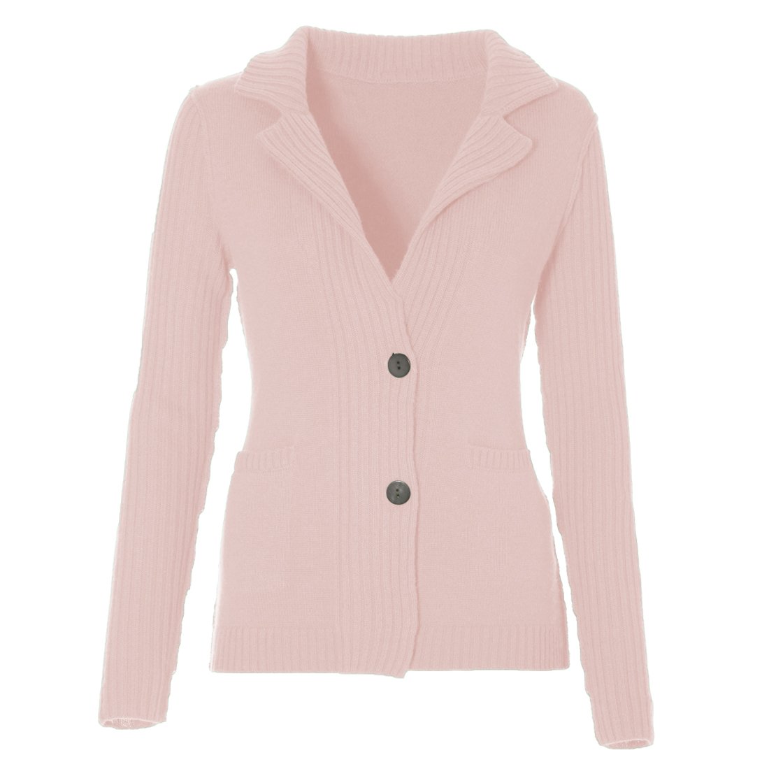 Parisbonbon Women's 100% Cashmere Shawl Collar Cardigan Sweater - Soft & Warm Winter Knitwear in Doll Pink, Size L - Perfect for Office, Date Night & Cozy Evenings