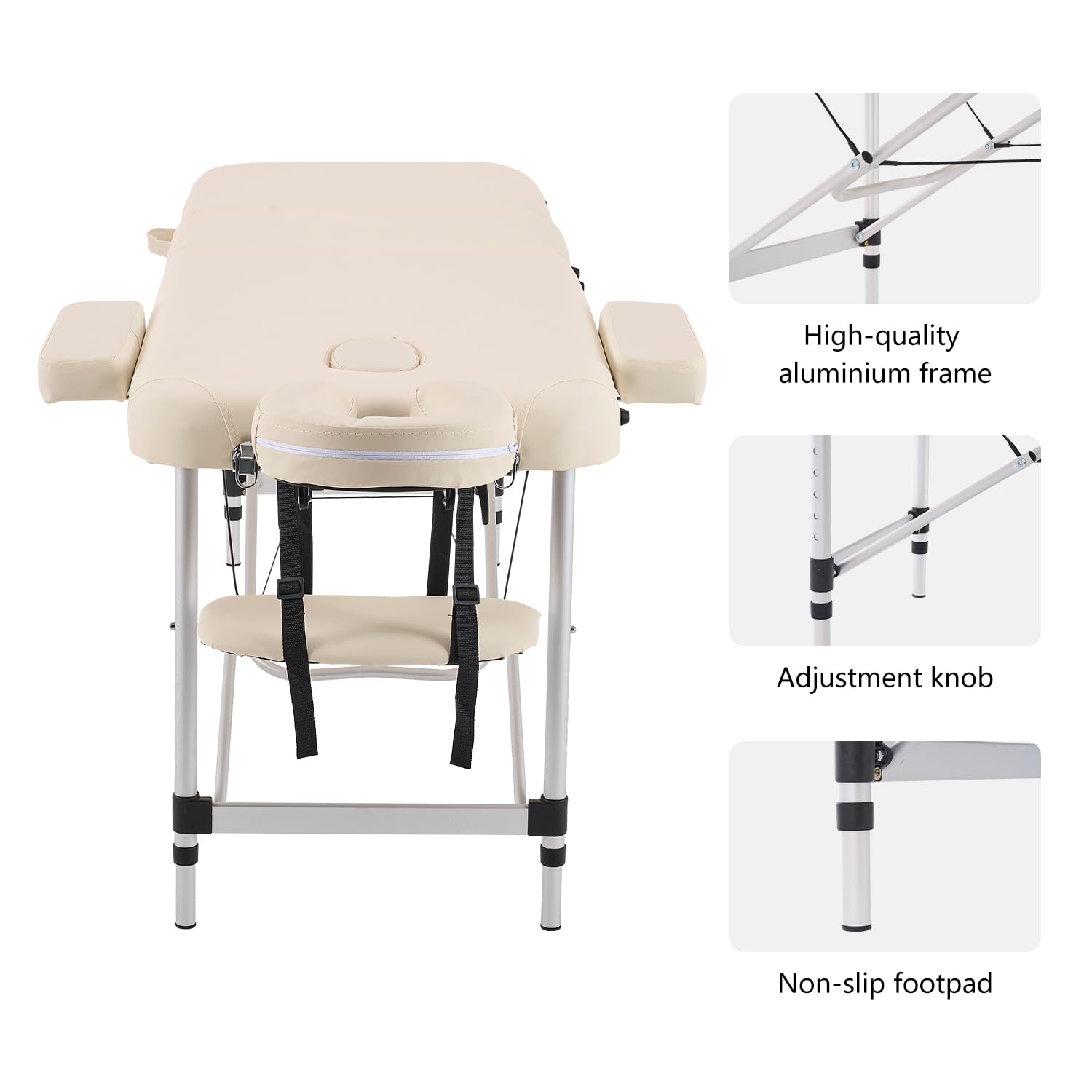 YOUNIKE Professional Portable Massage Table - Lightweight Aluminum Folding Lash Bed for Eyelash Extensions, Facial Spa & Tattoo, Height Adjustable Beauty Salon Table for Home & Professional Use - Perfect for Massage Therapists, Estheticians & Tattoo Artists