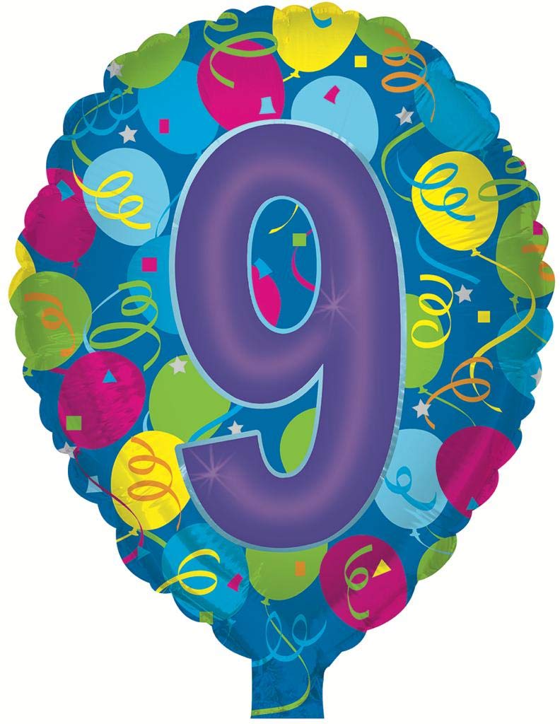 PMU Foiltex 18 Inch Number 9 Latex Balloons - Bright Party Decorations (1-Pack) for Birthday Celebrations, Graduations & Special Events
